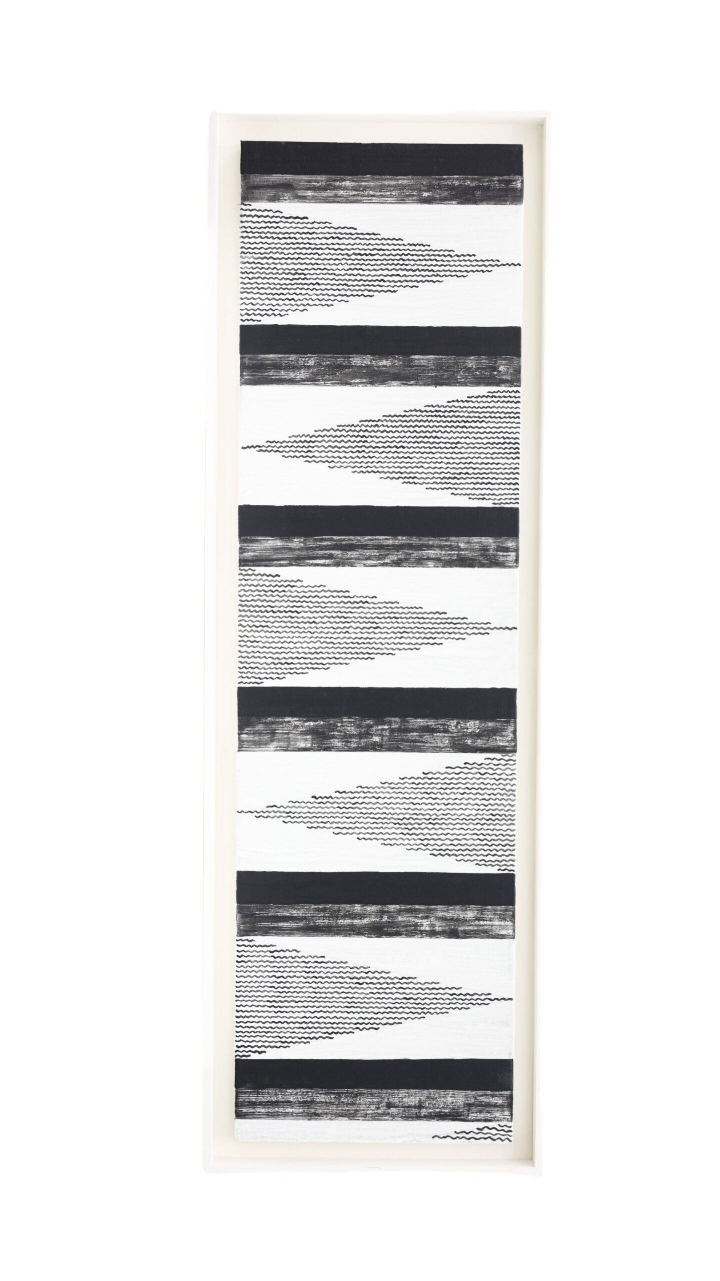 Rendering 1 (Iloilo - Ifugao Pattern), acrylic on canvas mounted on wood, 127 x 36 cm, 2025