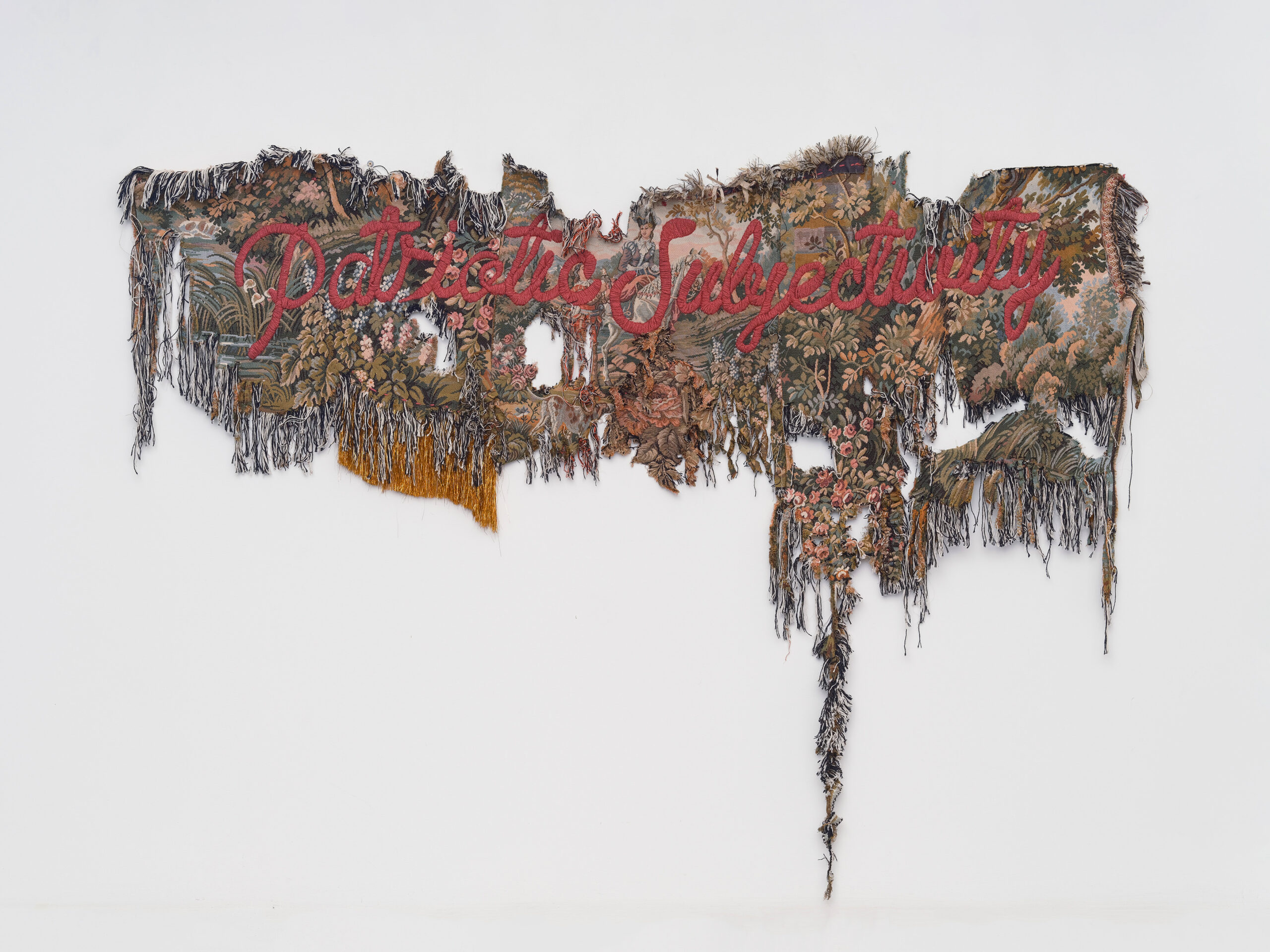 Patriotic Subjectivity, 2024
Modified tapestry, synthetic yarn
170 x 215 cm