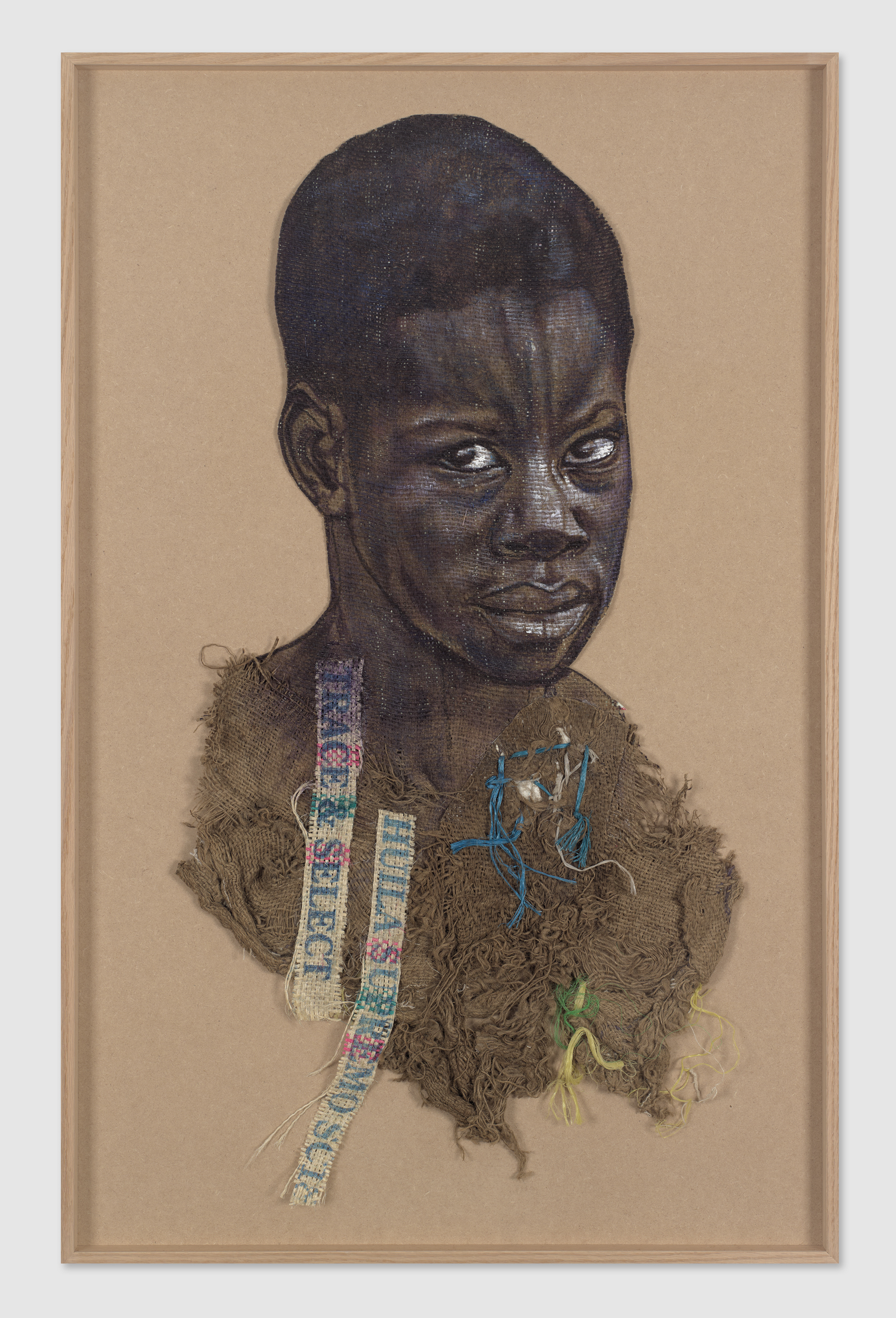 Jean David Nkot
Corps//matière.cm.org, 2025
Acrylic painting on jute bag
102x50 cm / 40x19,7 in
Framed : 112x72 cm