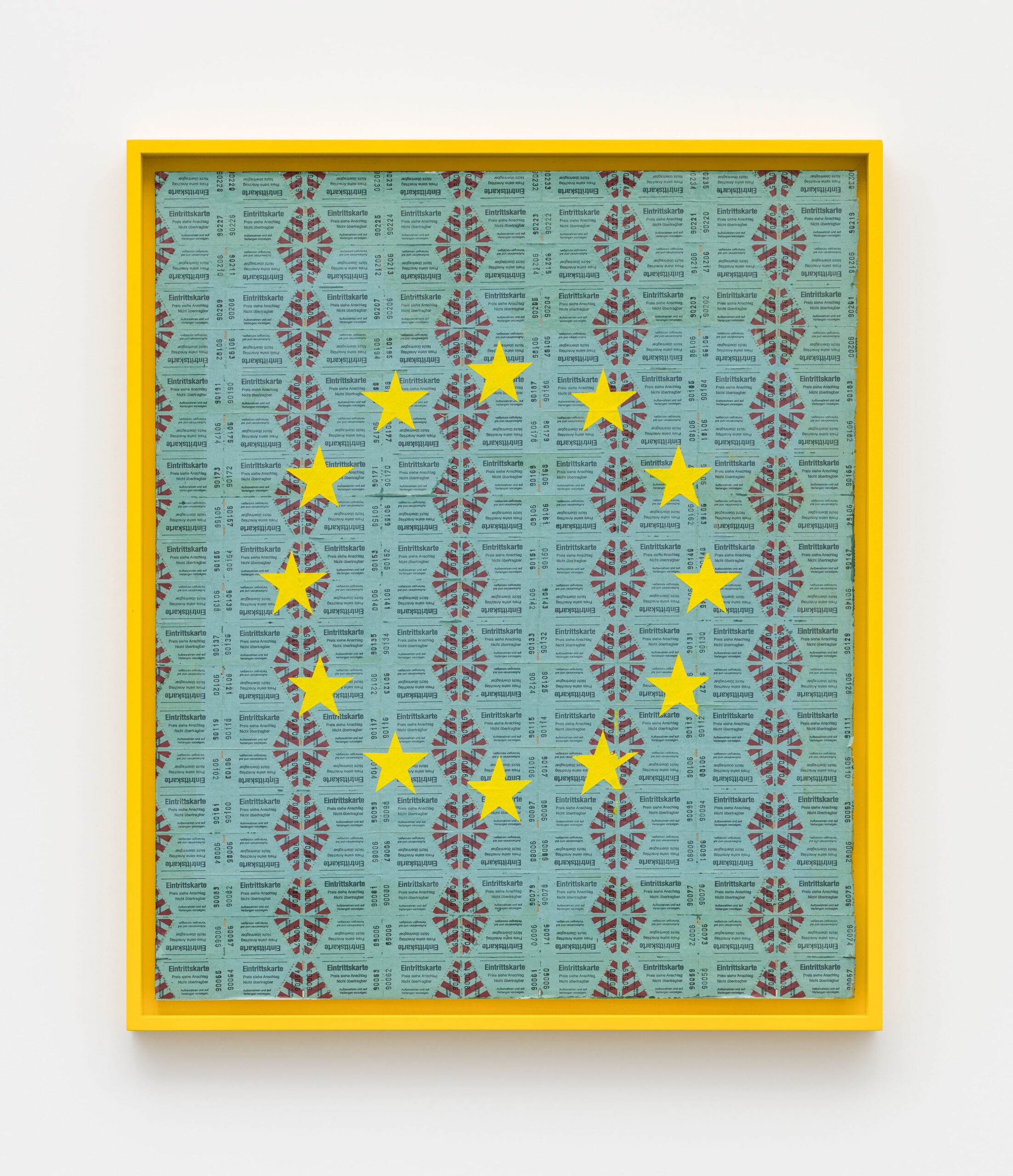Jody Korbach, Zur Party? Zur Party!, 2025, Tokens, acrylic and varnish on plaster board, 64 × 54 cm, Photo: Johannes Bendzulla