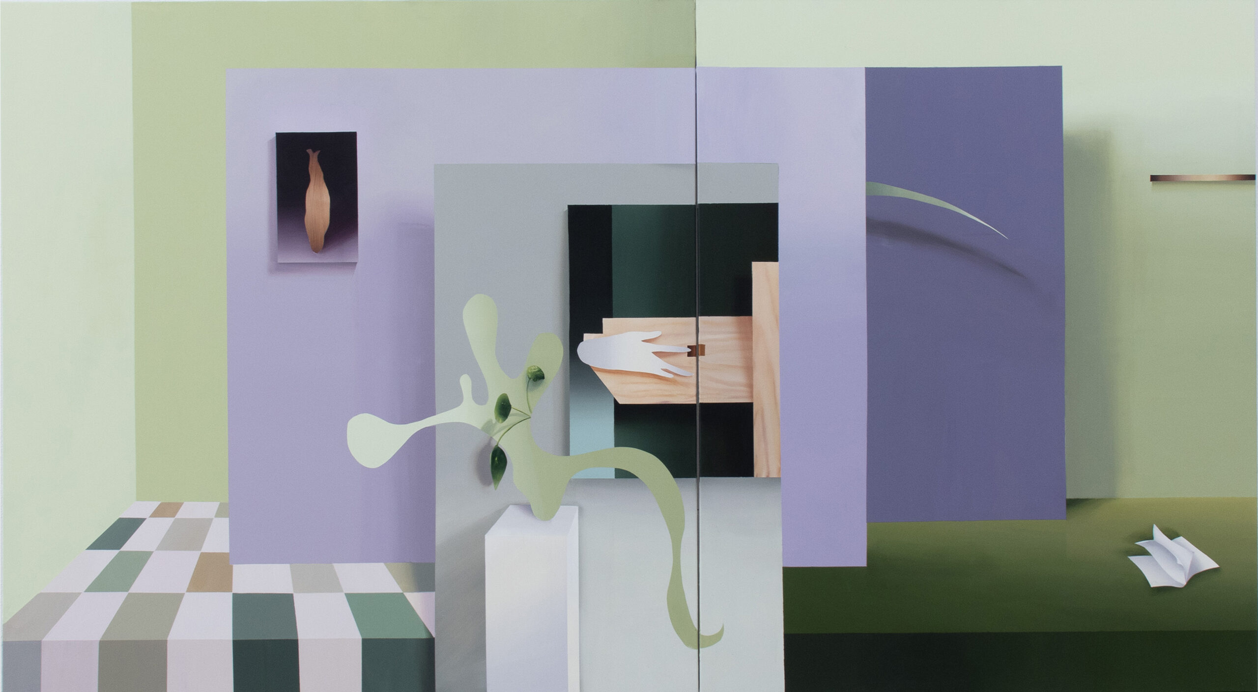 Judith Grassl, Pages, 2025, Acrylic on canvas 170 x 315 cm
