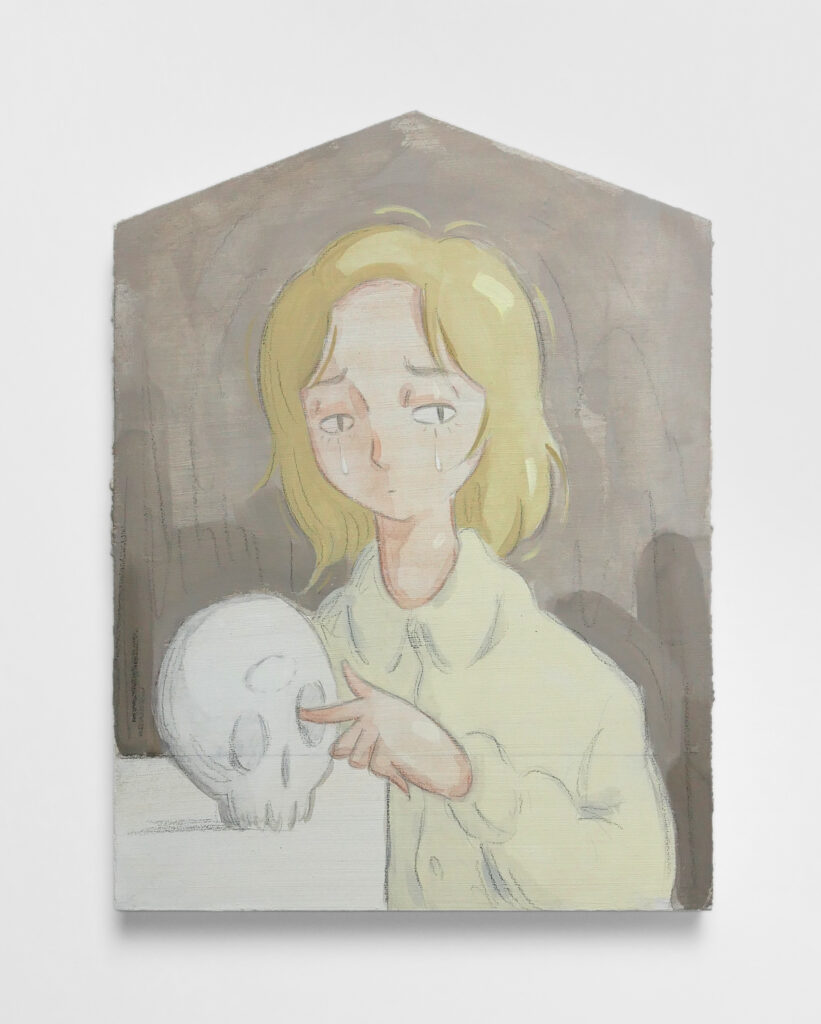 Crying Figure with Skull
