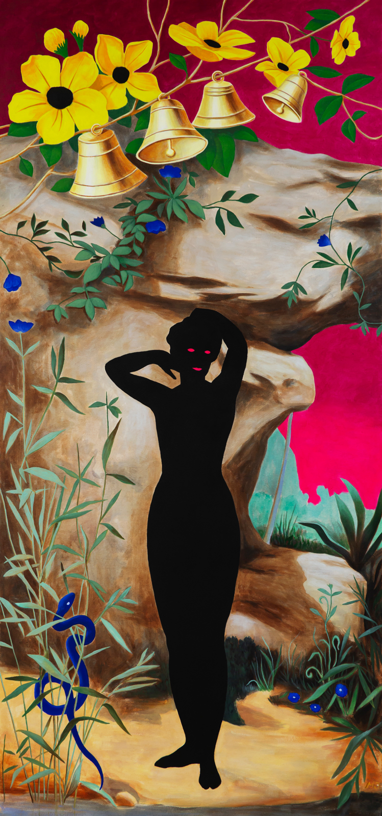 Martin Jacobson, Beach Scene, 2024, Acrylic and oil on canvas, 205 x 96 cm.