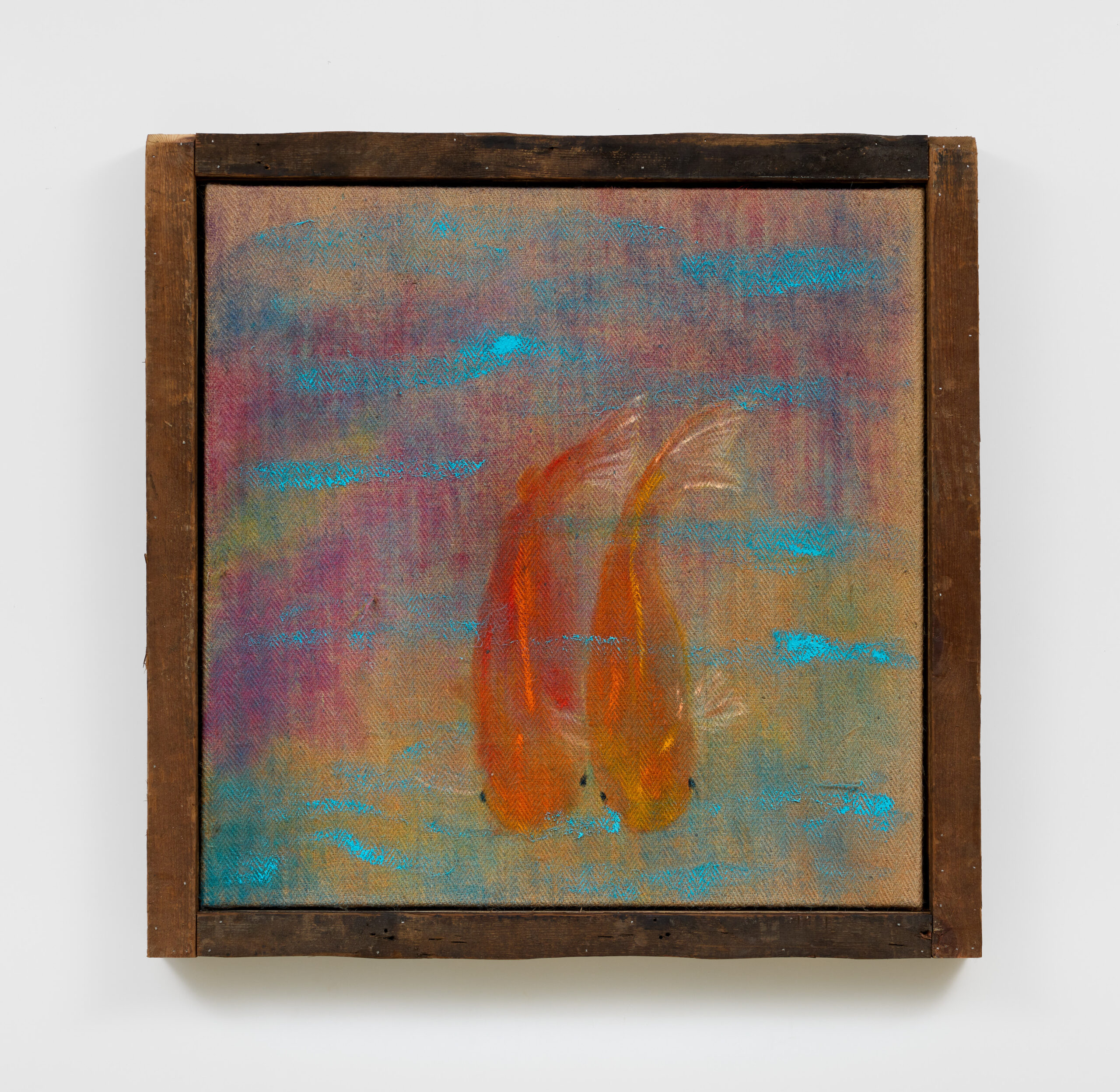 Alvaro Barrington,Fisherman Cove, December, 2024, 2024, oil and acrylic on burlap in wooden frame, 86 x 87 x 8 cm