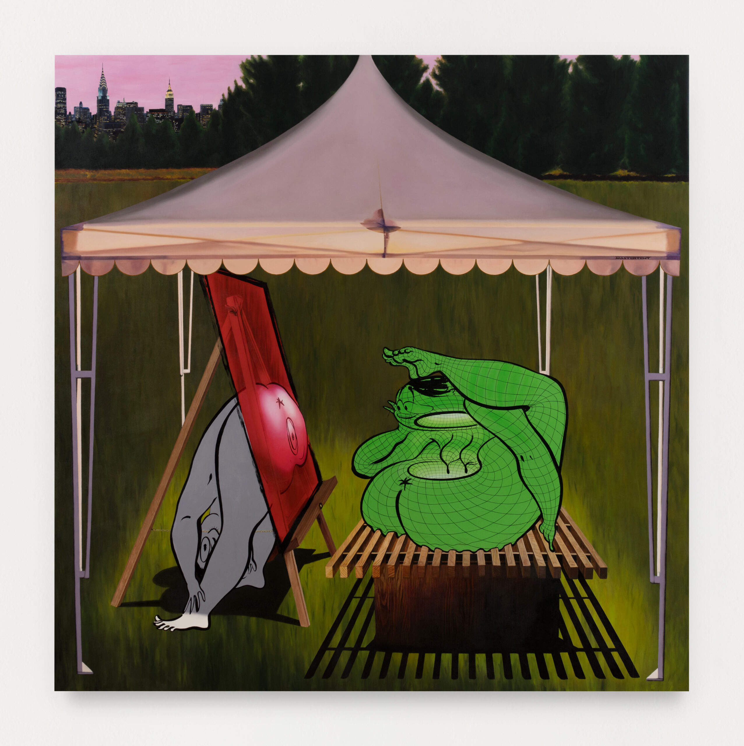 Ebecho Muslimova, FATEBE WORM TO WORM, 2024, acrylic, high definition UV ink and oil paint on canvas, 182.8 x 182.8 cm