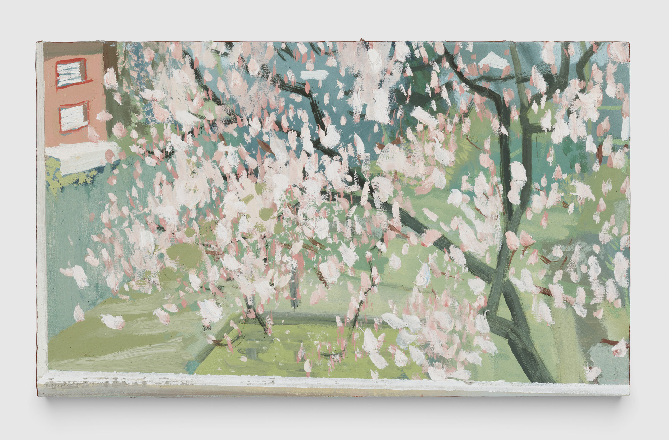 Peter Morrens, Blossom Zone, 2024, oil on panel, 30 x 50 cm