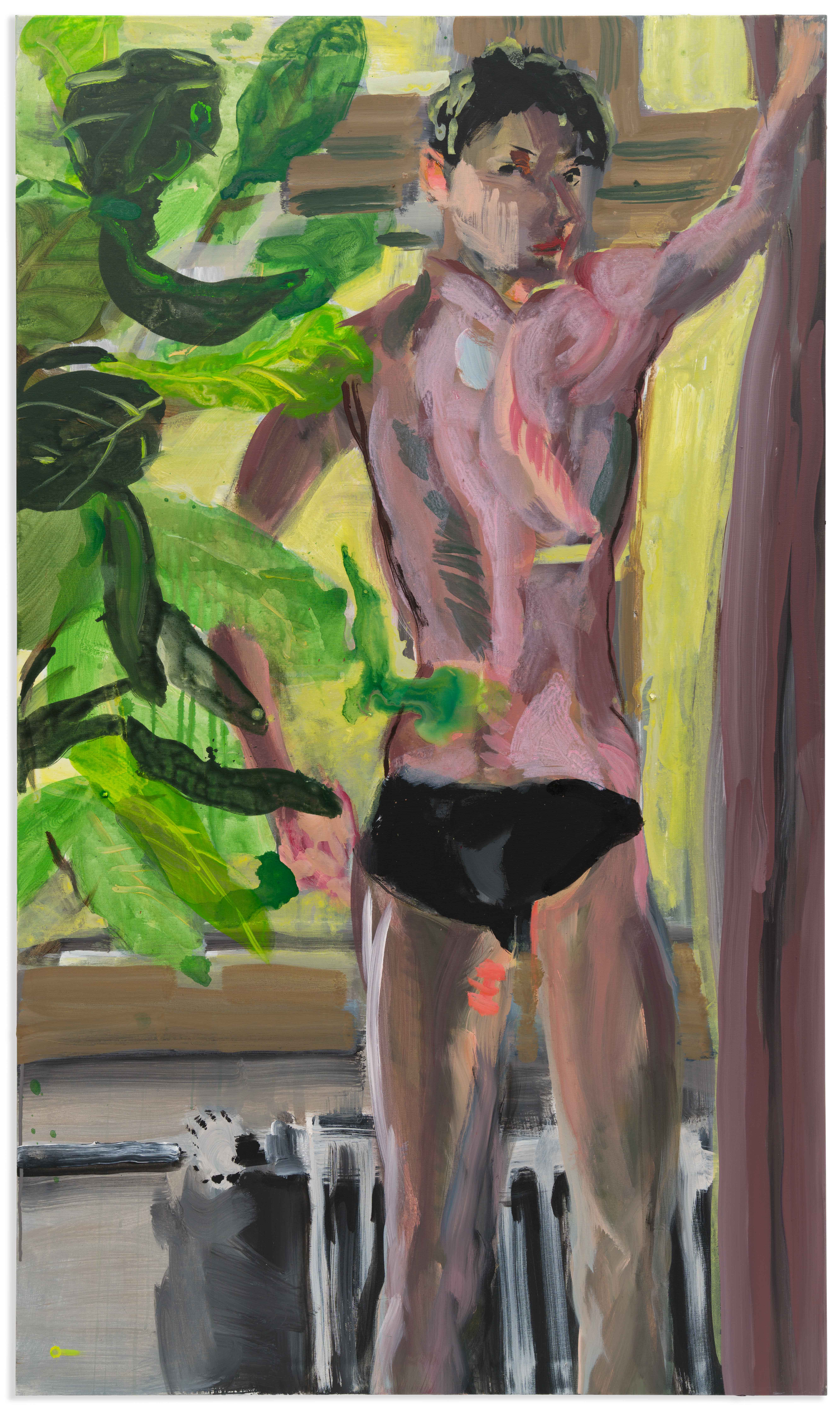 Rainer Fetting, Leon mit Geigenfeige, 2022, acrylic on canvas, 170 x 100 cm
