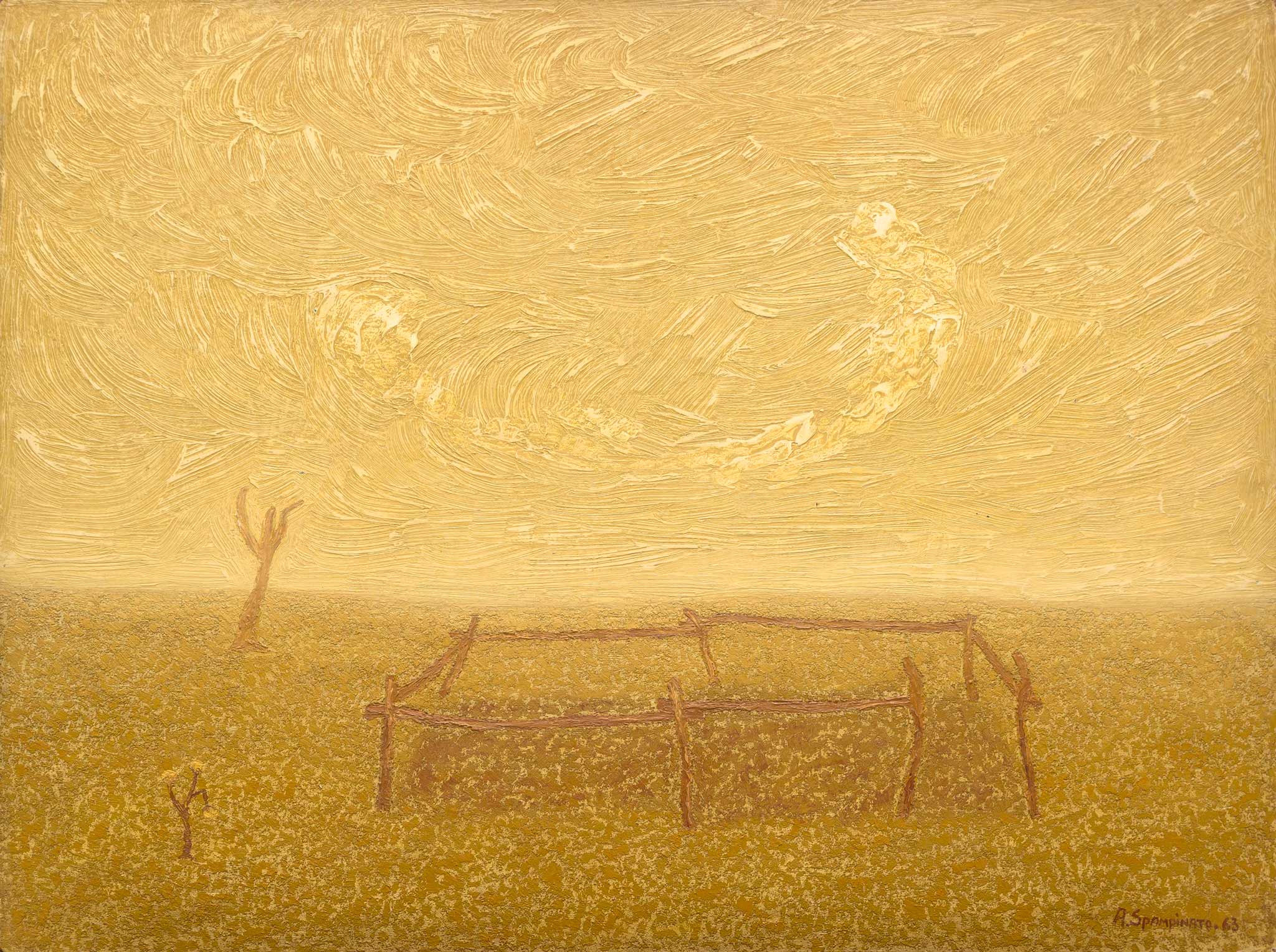 El corral / The corral, 1963.Óleo sobre hardboard / Oil on hardboard.60 x 80 cm / 23.62  x 31.49 in.