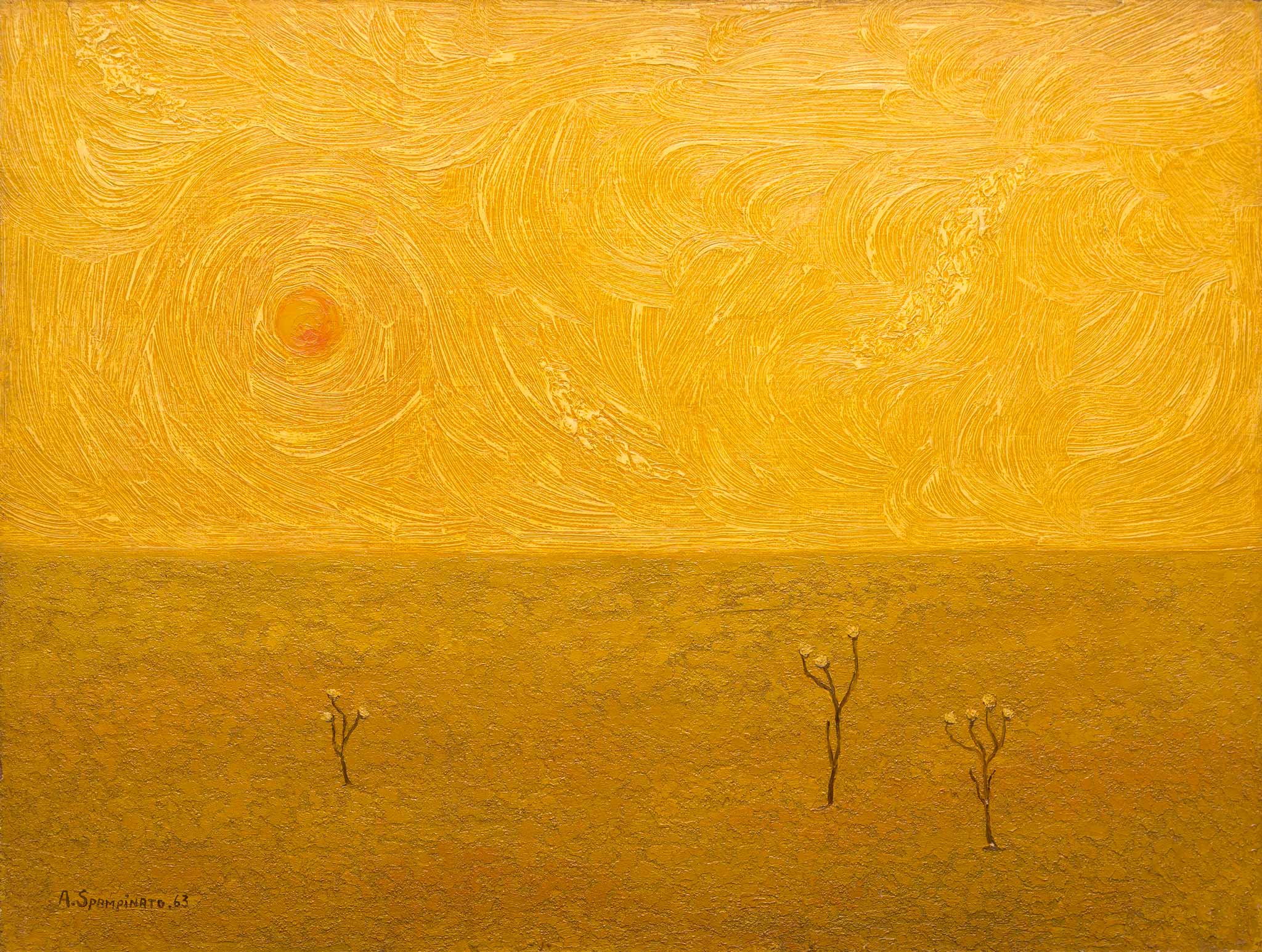 Paisaje con cardos / Landscape with thistles, 1963.Óleo sobre hardboard / Oil on hardboard.60 x 80 cm / 23.62  x 31.49 in.