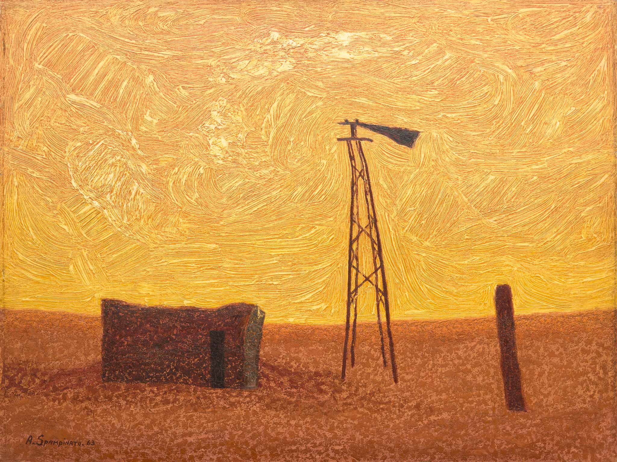 The abandoned hut, 1963. Oil on hardboard, 60 x 80 cm.