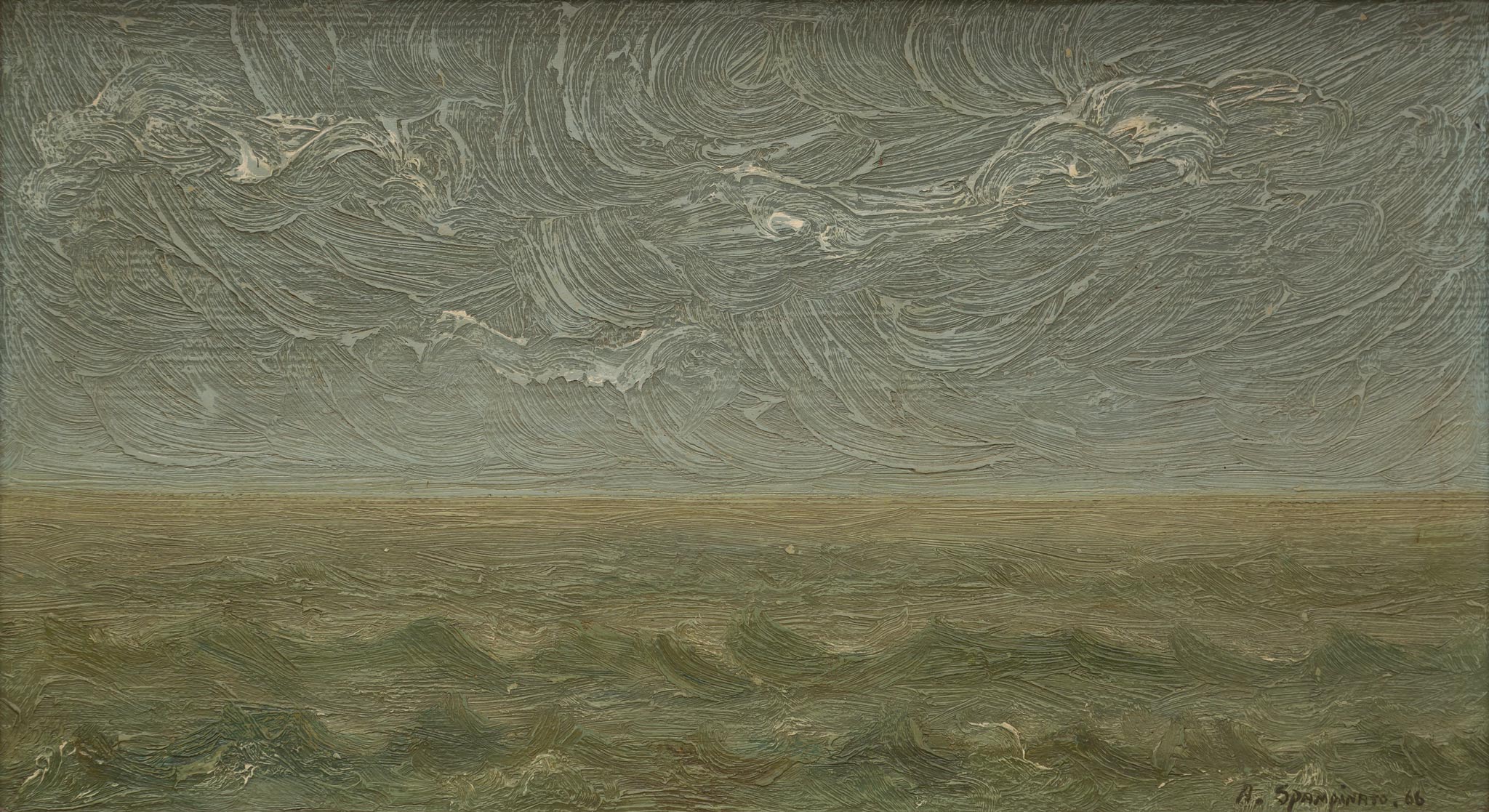 Sky and sea, 1966. Oil on hardboard, 28 x 50 cm.