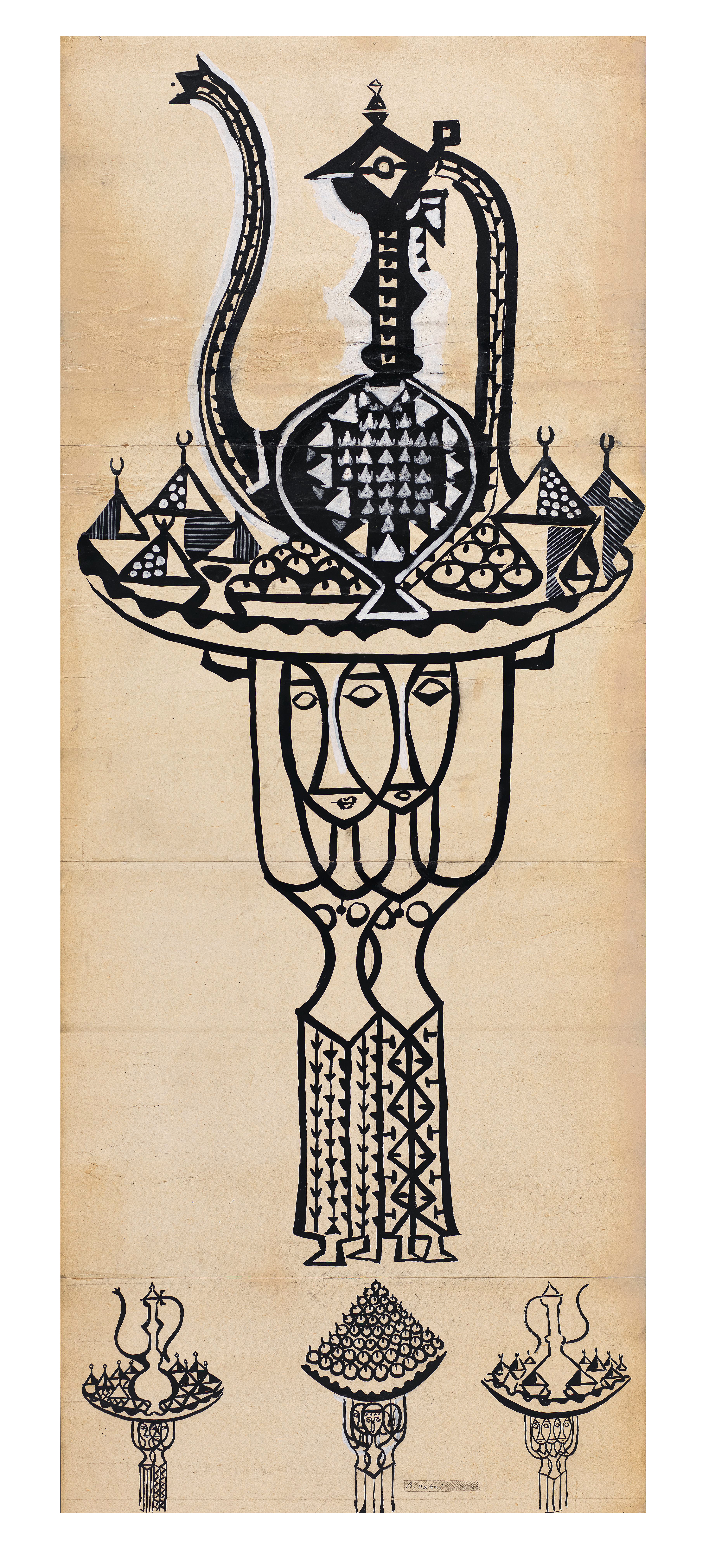 With Pitcher, 1954
Gouache on paper
Framed: 270 x 119 cm
Unframed: 250 x 99 cm