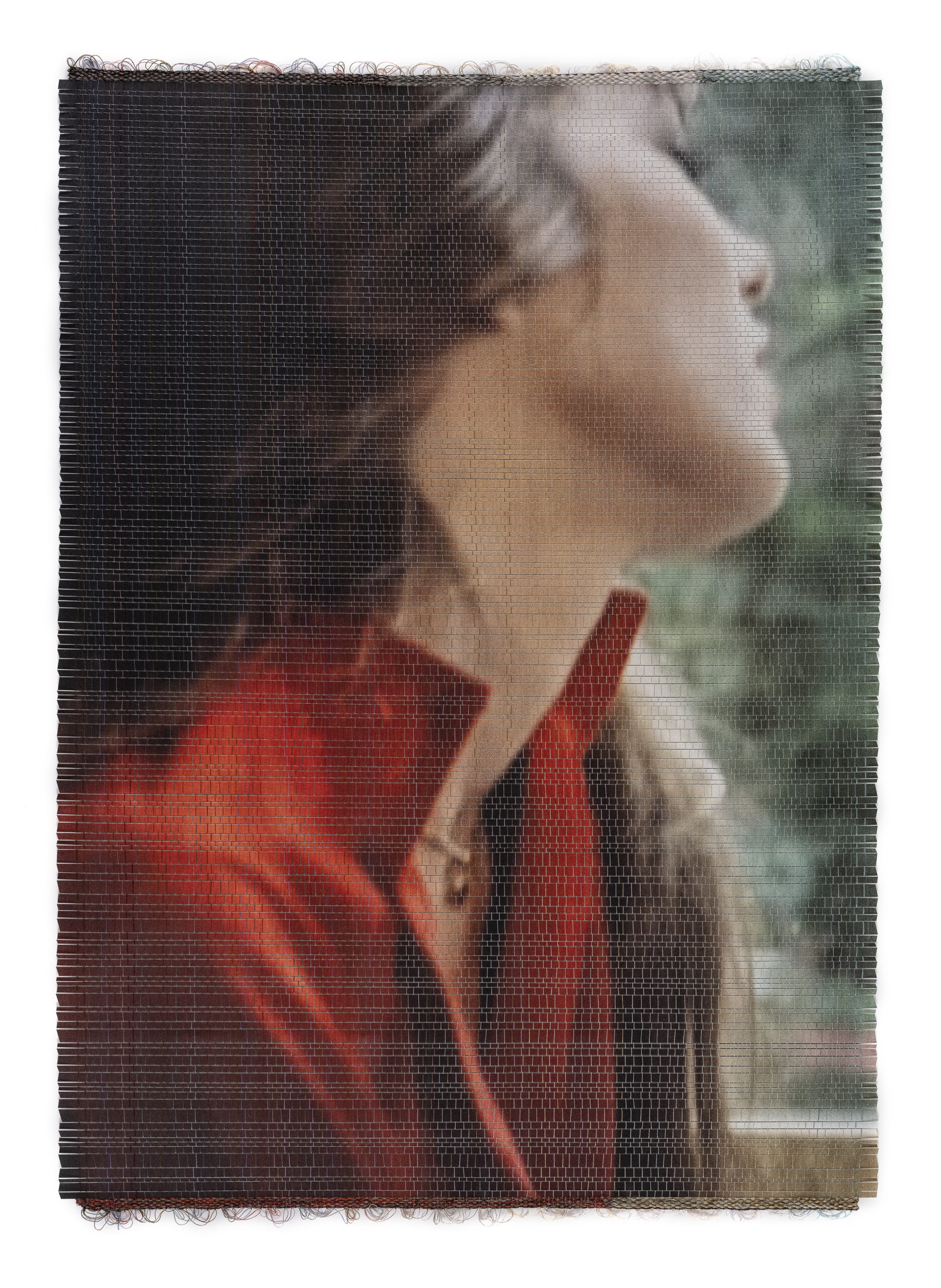 Young Passenger,2024,Giclée print, acrylic paint, cotton, polyester and rayon thread, woven,91 x 63.5 cm