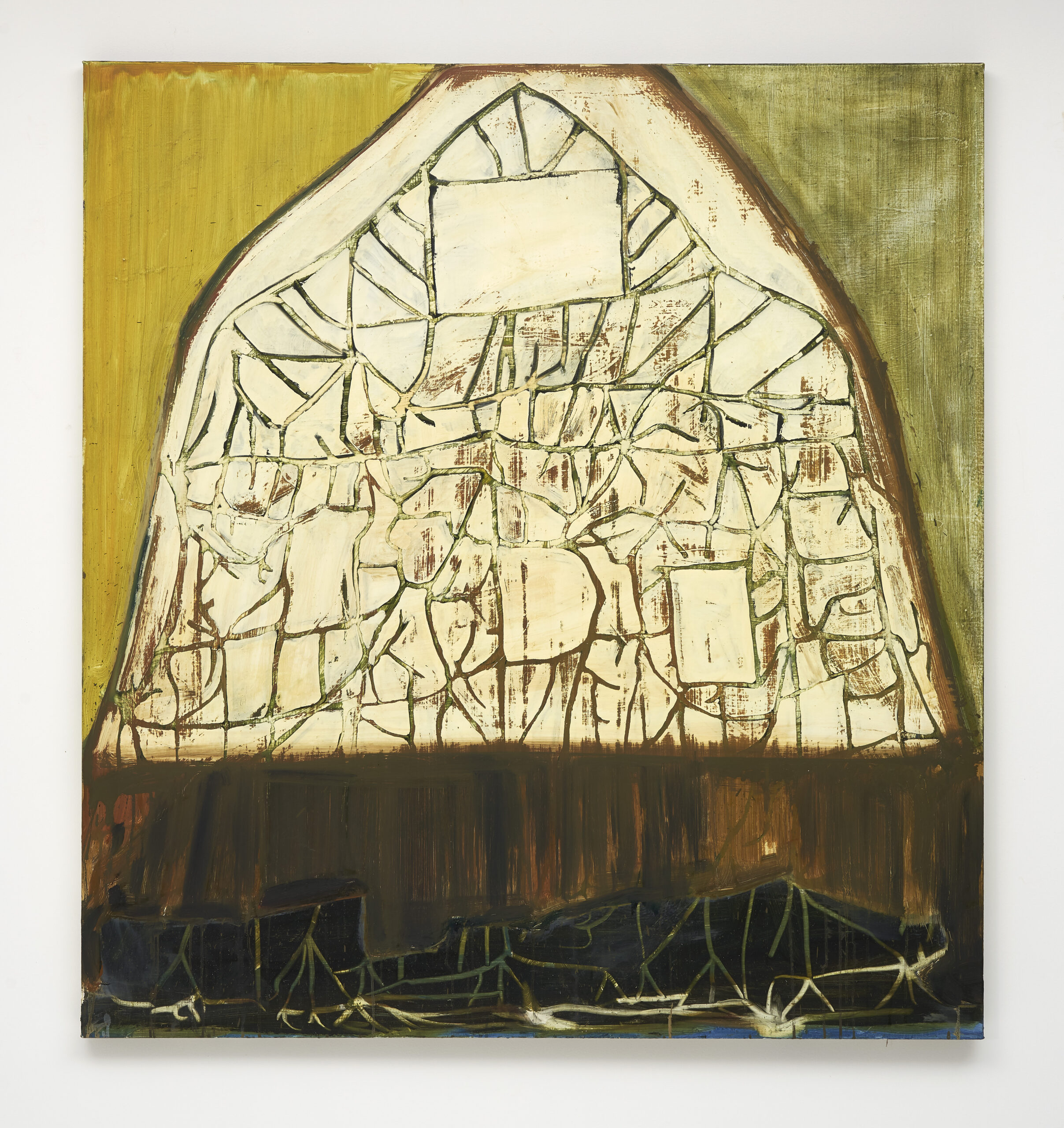 Bessel, Map With Two Skies, Oil and enamel on canvas, artist’s frame, 2022