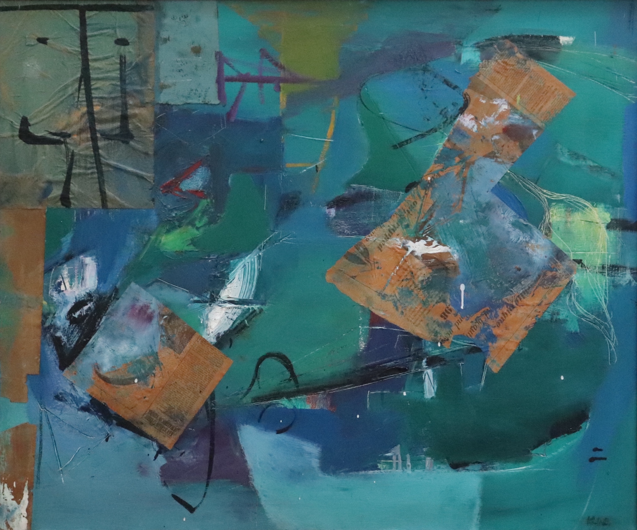 Franz Kline, Untitled, 1950, oil and collage on canvas, cm. 76 x 91,5