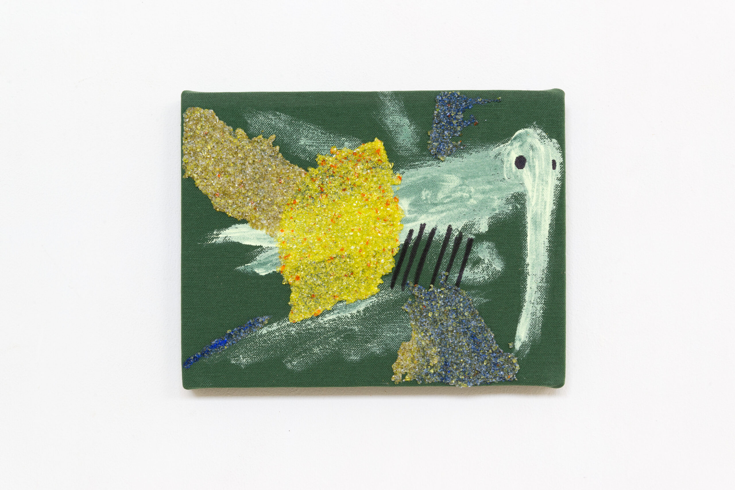 ISO #199, 2025
Poudre de verre, sable, colle de peau de lapin sur toile, 20 x 26 cm Glass powder, sea sand, rabbit glue on canvas, 8 x 10 inches