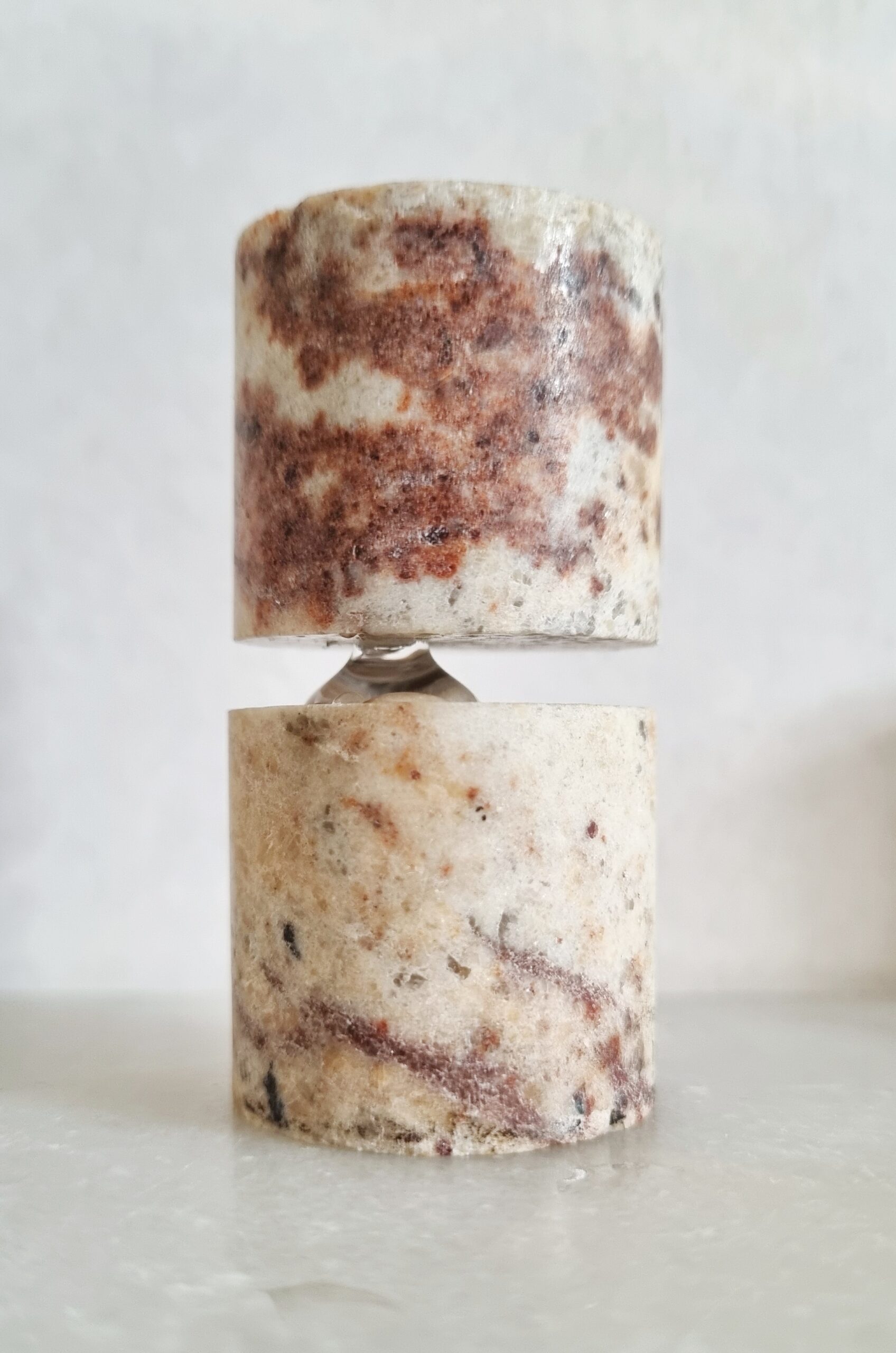 Jean-Baptiste Caron Attraction #5, 2025 
Marble, water
Ø 3,5 x 6,5 cm / Ø 1,3 x 2,5 inches