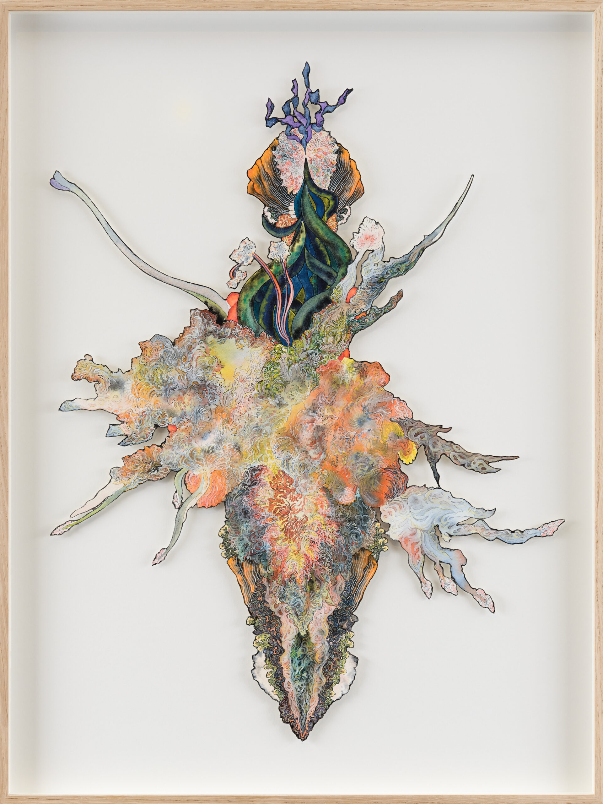 Olle Norås, 'Hawkbit, Mist and Wolves Milk III', 2025, gouache on paper, oak wood frame, museum glass, 85.5 x 65 cm