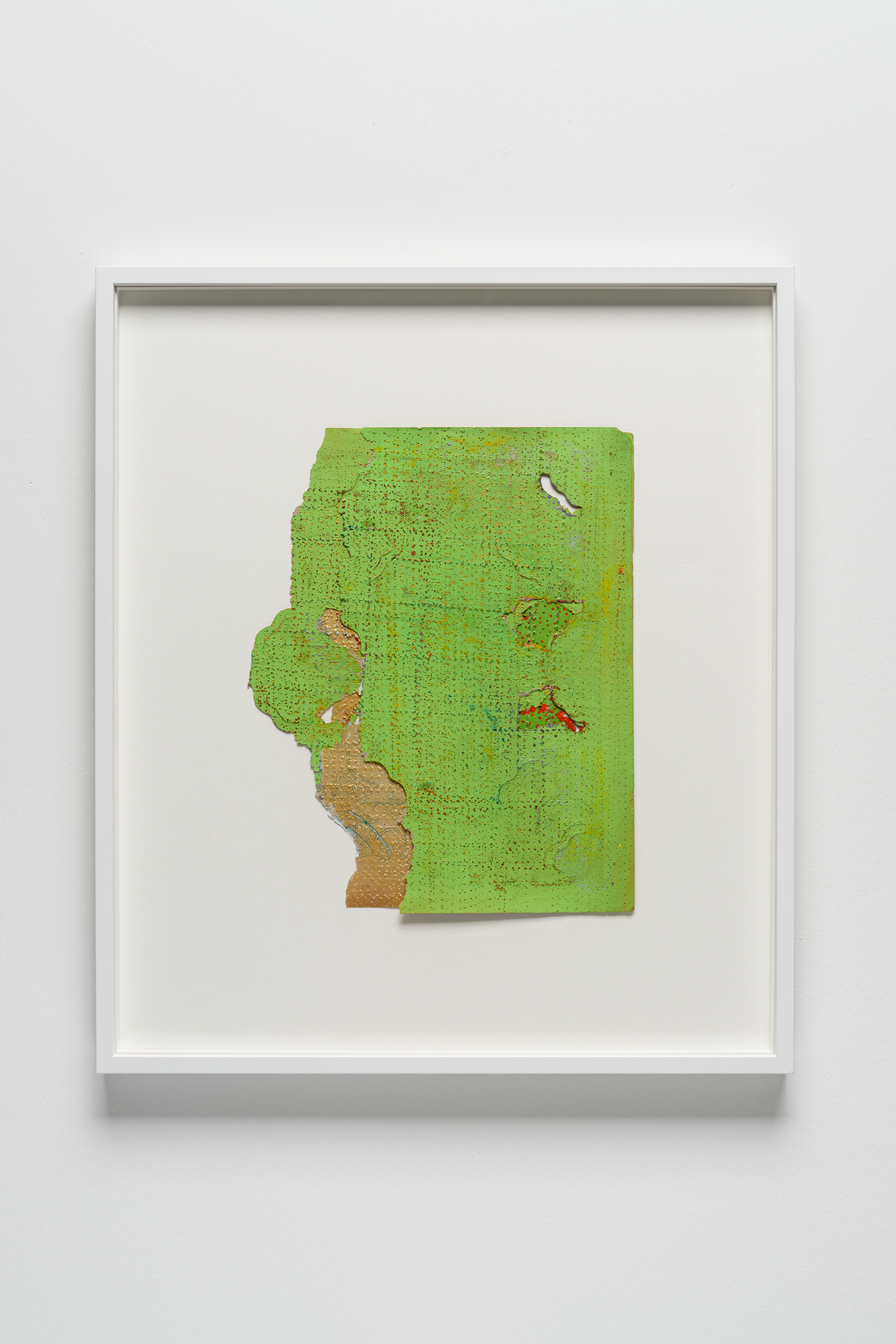 Album 12, 2024,Paint, ink, collage, impacts, paper, 26 x 21 cm, frame 44 x 38 cm
