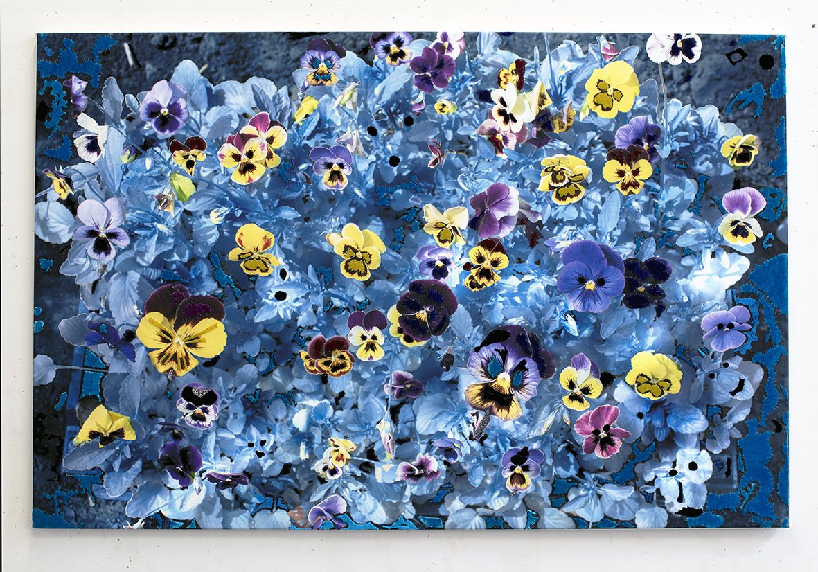 Between the lines,2024,canvas print with stitching and mixed media,135x90cm