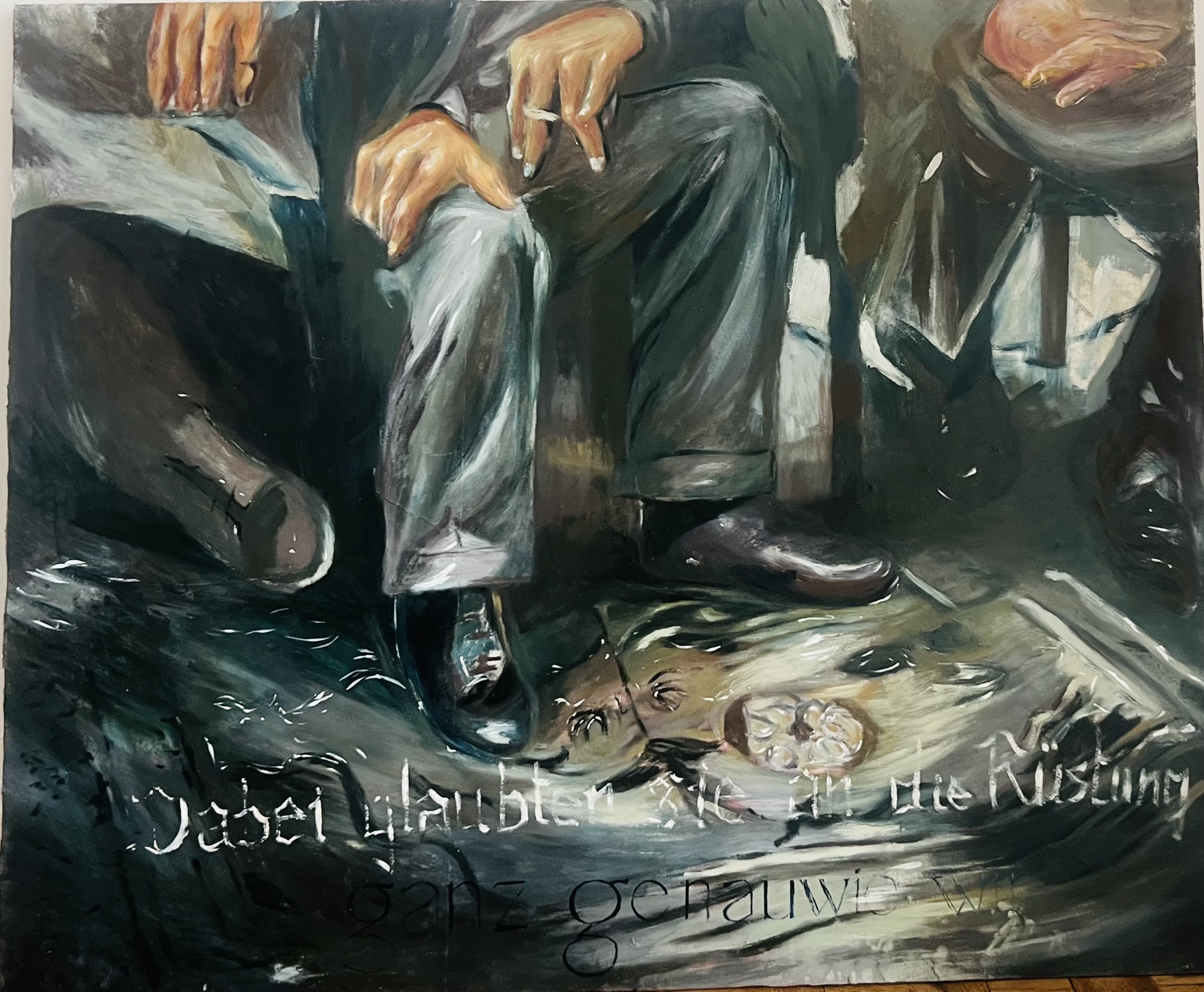 Yann Freichels - Dabei Glaubte , 2025 - oil on paper on wood