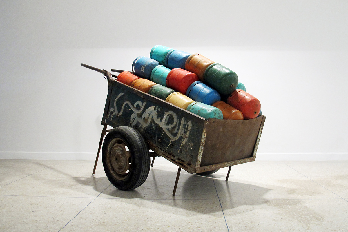 Younes Baba-Ali, Kamikaze, 2013, Metal cart and gas bottles, variable dimensions - installation
