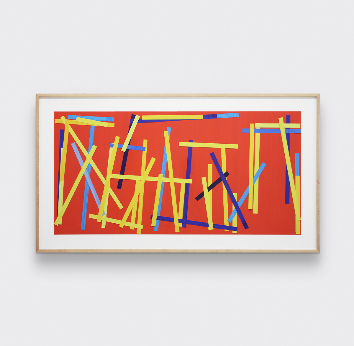 Knoebel 2007 2009 Fishing Red I E, Acrylic on paper strips, laid down on Alu Dibond panel 60 x 120cm