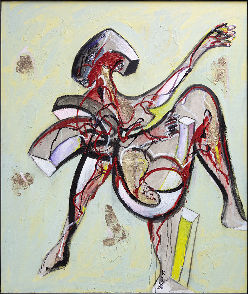 Untitled
1993
Acrylic, concrete, resin, gold leaf on canvas
190 x 160 cm