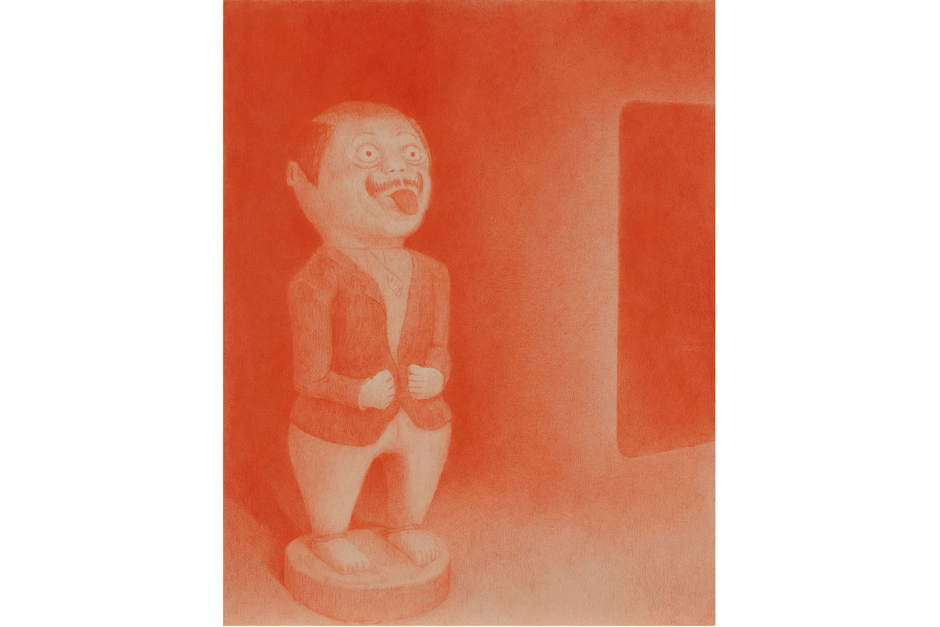 Pedro A.H. Paixão, Alfredo, 2021, Vermilion colored pencil on museum mounting board, 35,5 x 28 cm