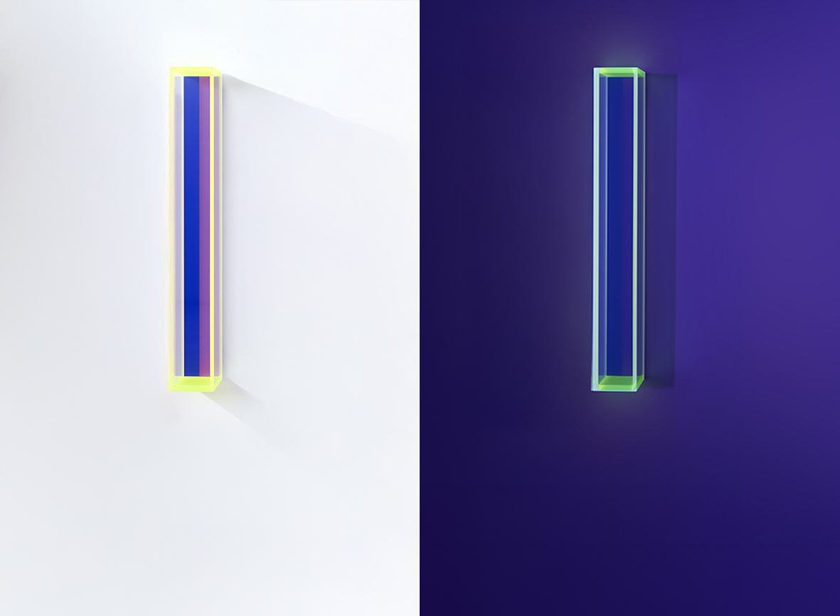 SCHUMANN 2024 colormirror dark blue violet cape town fluorescent acrylic glass 65x9x8 cm