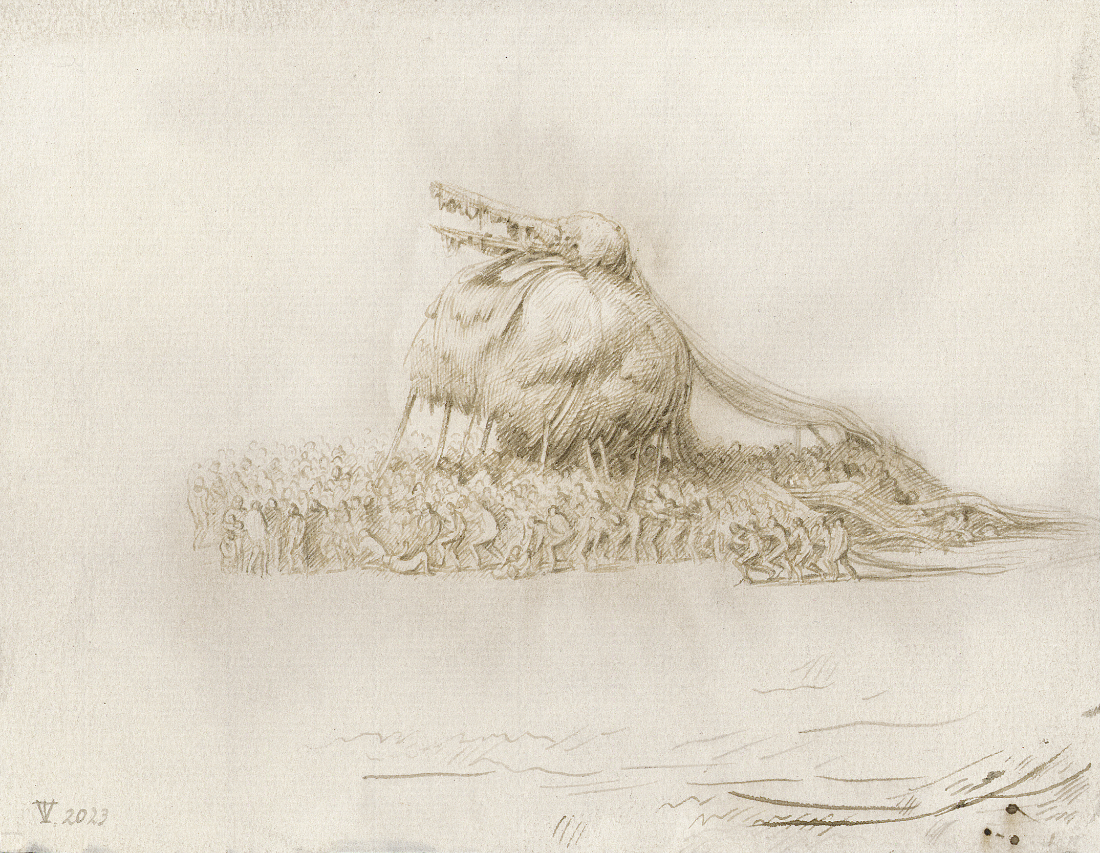 (TV 12.23),pen and ink on paper,14.3x18.2cm in pass-partout,frame36.5x41.5cm