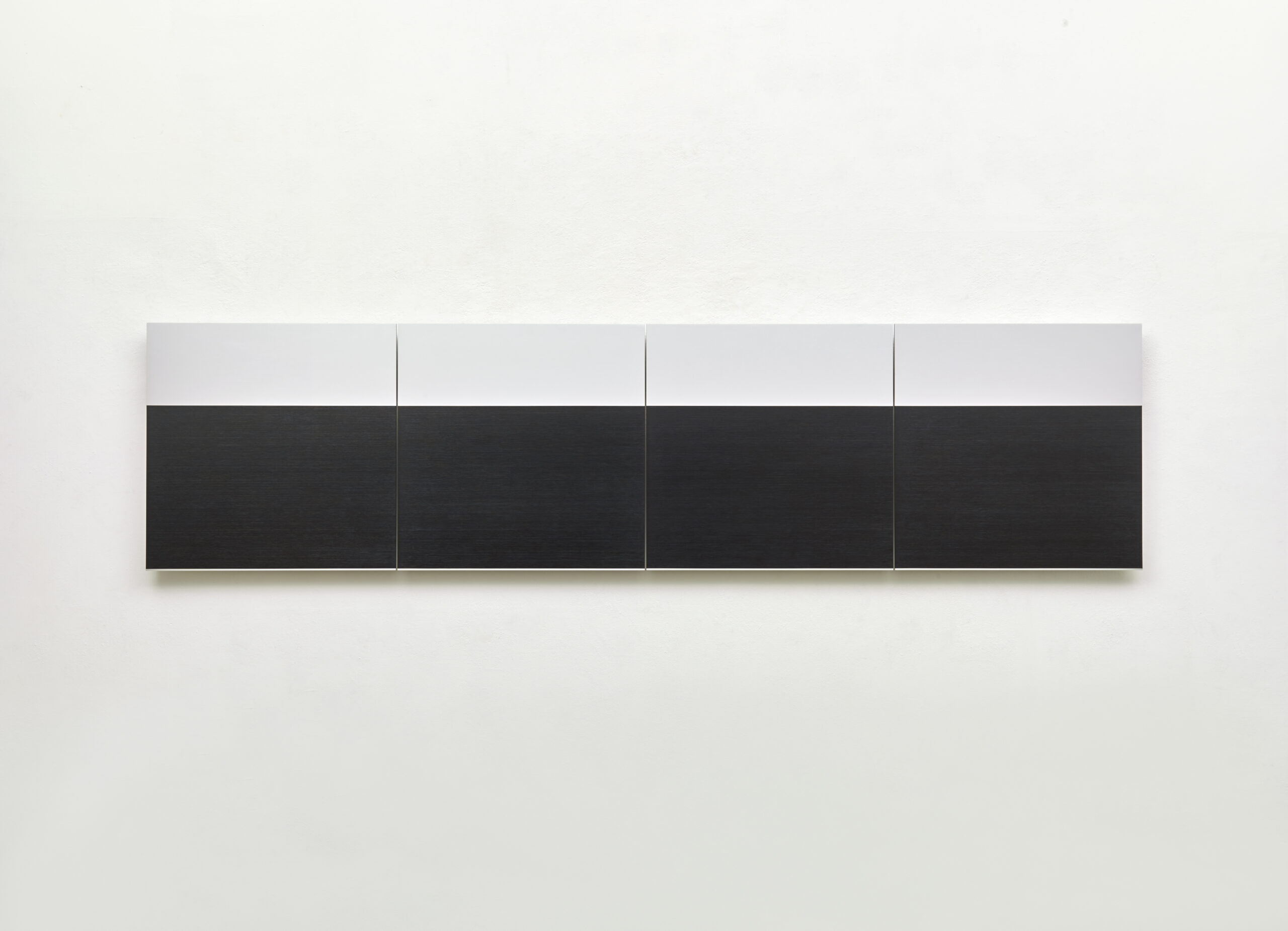 TEMPORARY GROUND (TERRITORY, SLEEPER), 2015
paintstick on anodized aluminum
4 panels x 60 x 60 x 4.8 cm | overall : 60 x 241 x 4.8 cm