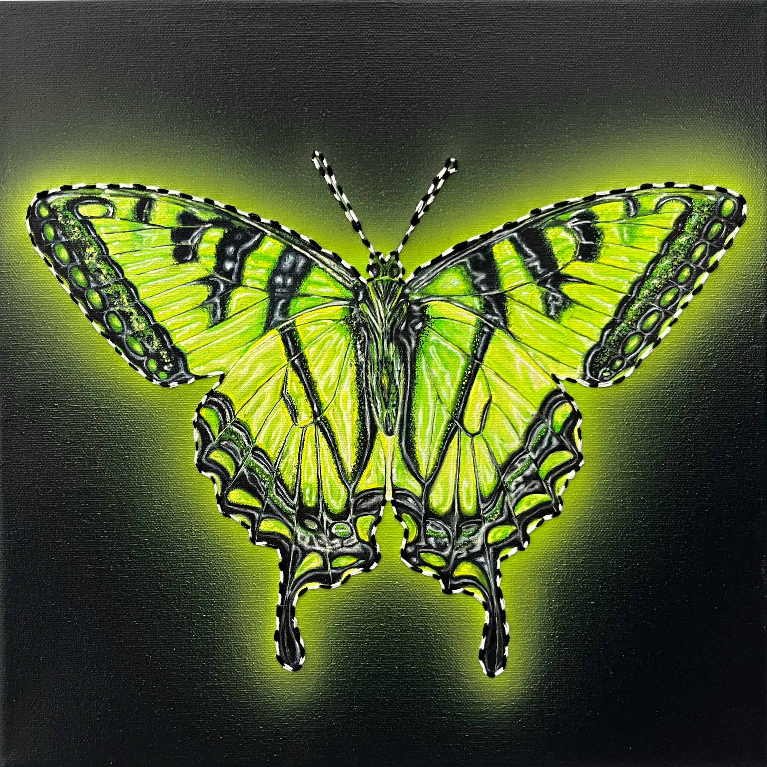 Shift + W
2025; acrylic, oil, yarn, pigment print on canvas
30 x 30 cm