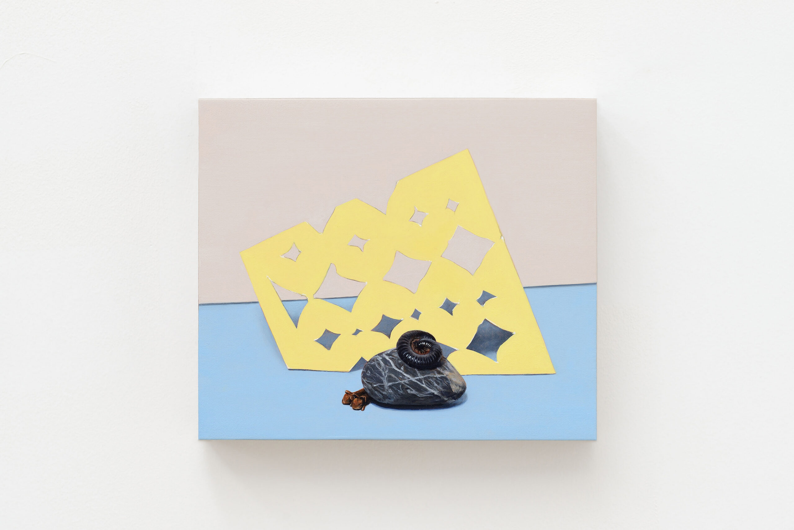 Francisca Valador, Pebble, 2025, oil on stainless steel, 14x12x2.5 cm.