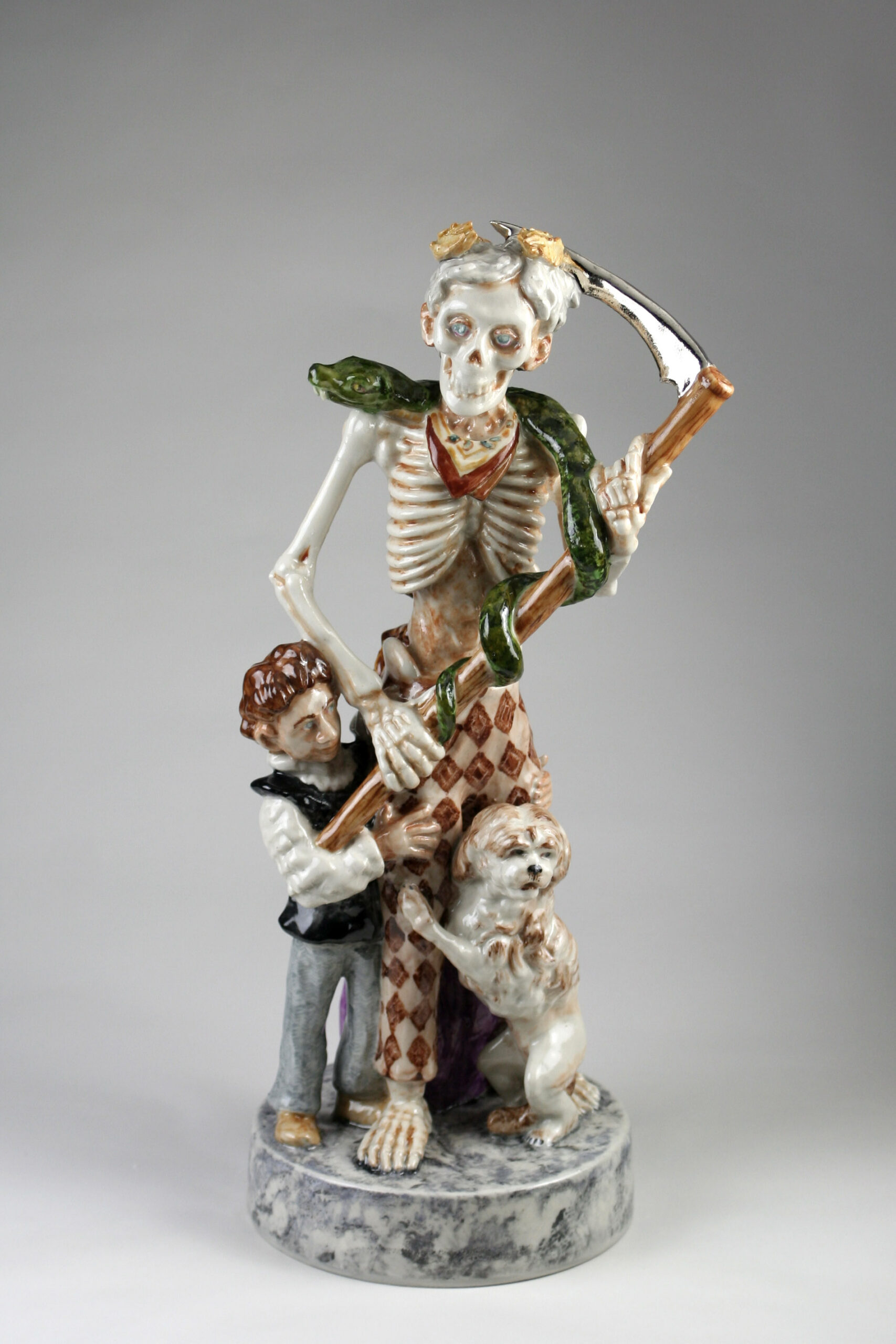 Alexander Tall&eacute;n,
Once I Thought I Saw You, 2025, Stoneware, enamels, platinum, 38 x 16 x 16 cm