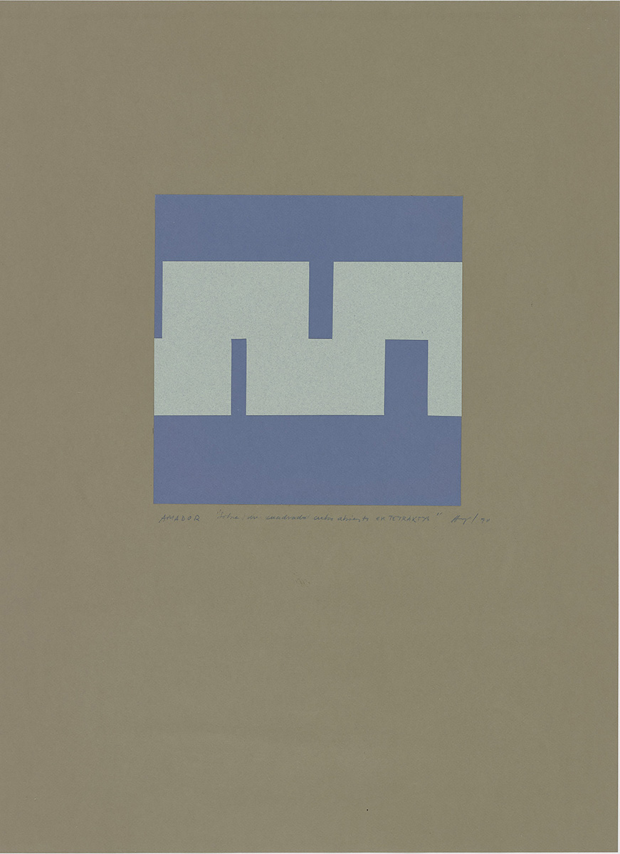 Amador. On an open square in Tetraktys, 1990. 750 x 548 mm