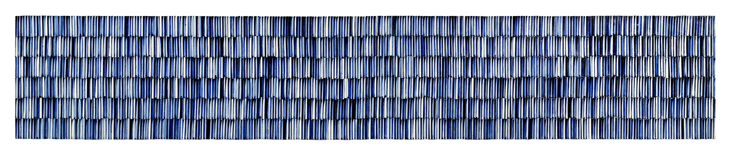 Lee Eun 
Sea, 2025
Canvas, mixed clay, cobalt pigment, transparent glaze
258 x 62 x 6
(62 x 62 x 6 for each/
4 pieces)