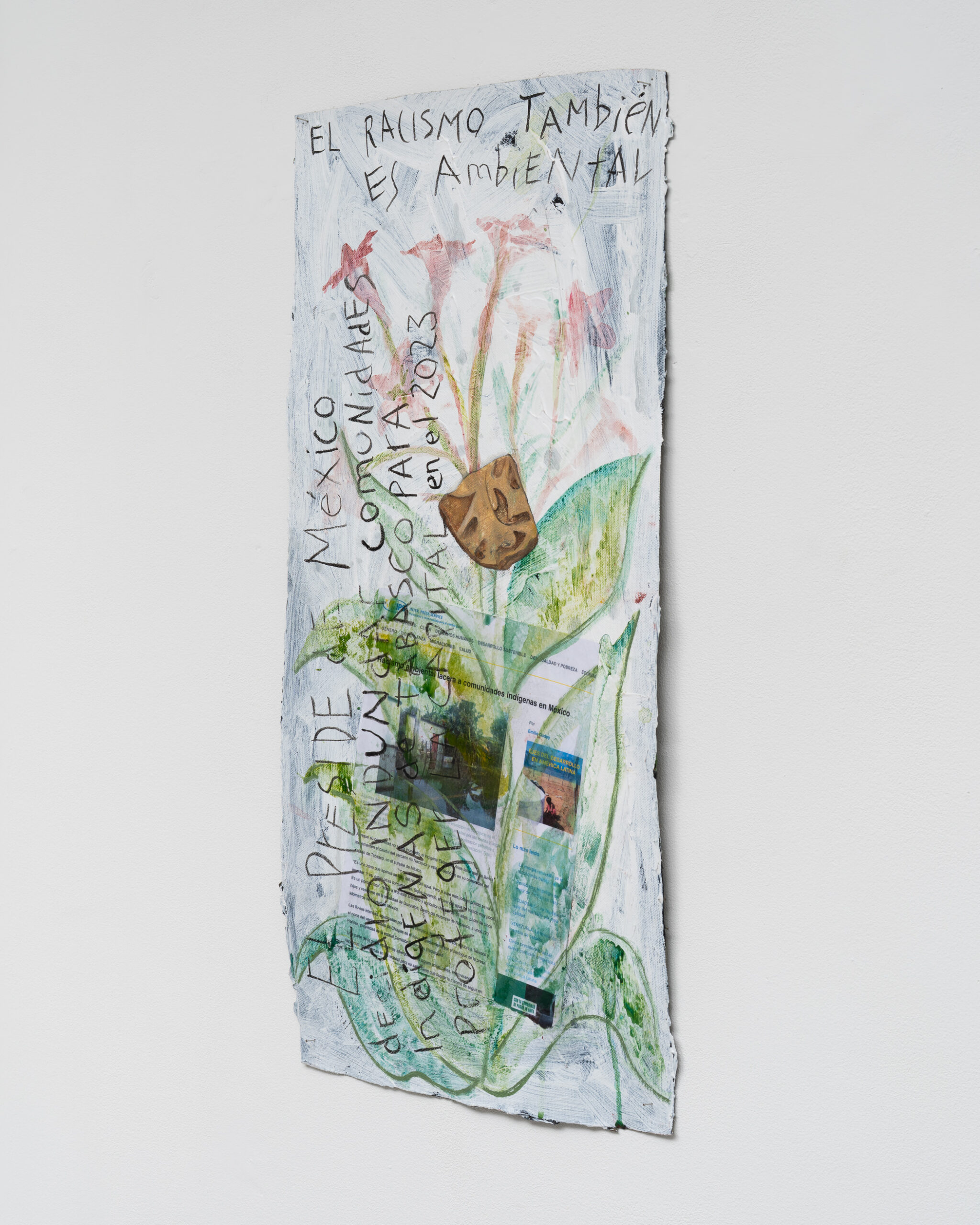 RojoNegro
Para curar el racismo II, 2025.
Acrylic oil paint and offset print on canvas
62 x 29.5 cm
Photo by Jonathan de Waart