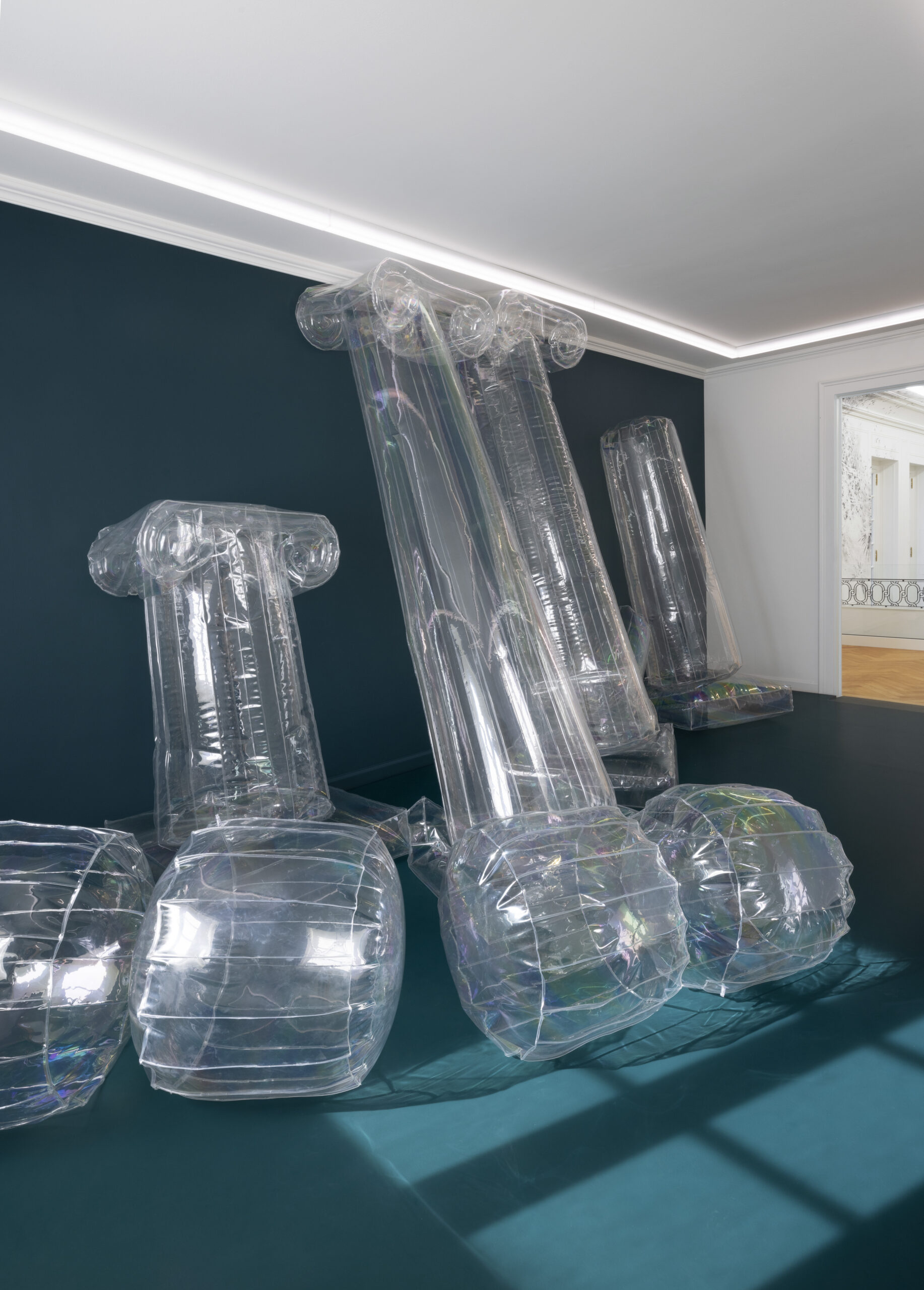 Zuzanna Czebatul, T-Kollaps, 2019-2024, polyethylen, variable dimensions, exhibition view, Arcadia, 2024, Bally Foundation, Lugano