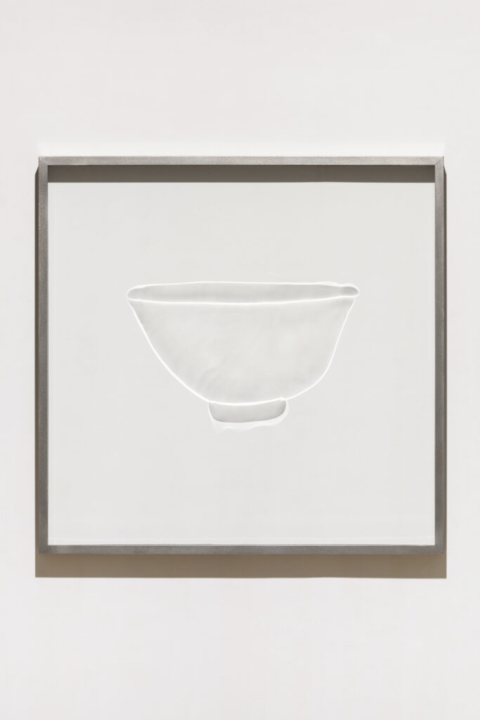 Powdered lime-green sandware, engobe writing bowl inscribe pure and mighty