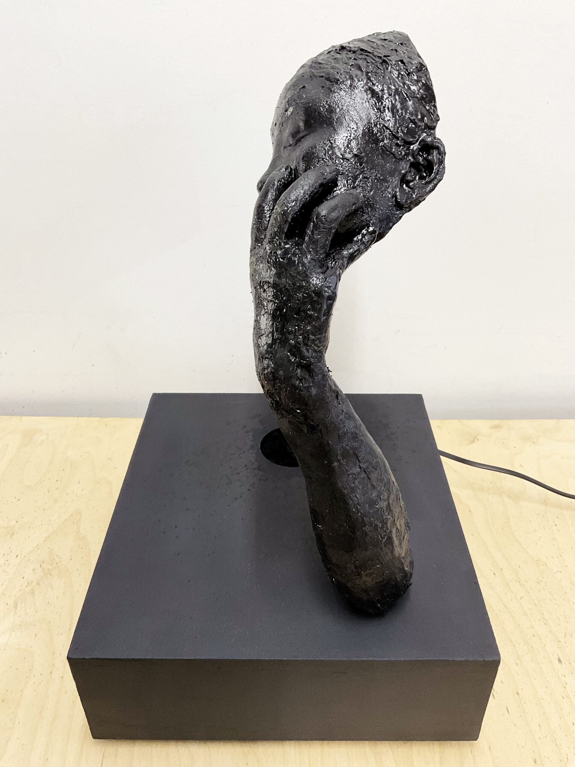 Ellen Jong
Inkling, 2026
Handmade dehydrated-solid and liquid ink on pedestal with fountain components
18 x 18 x 16 inches