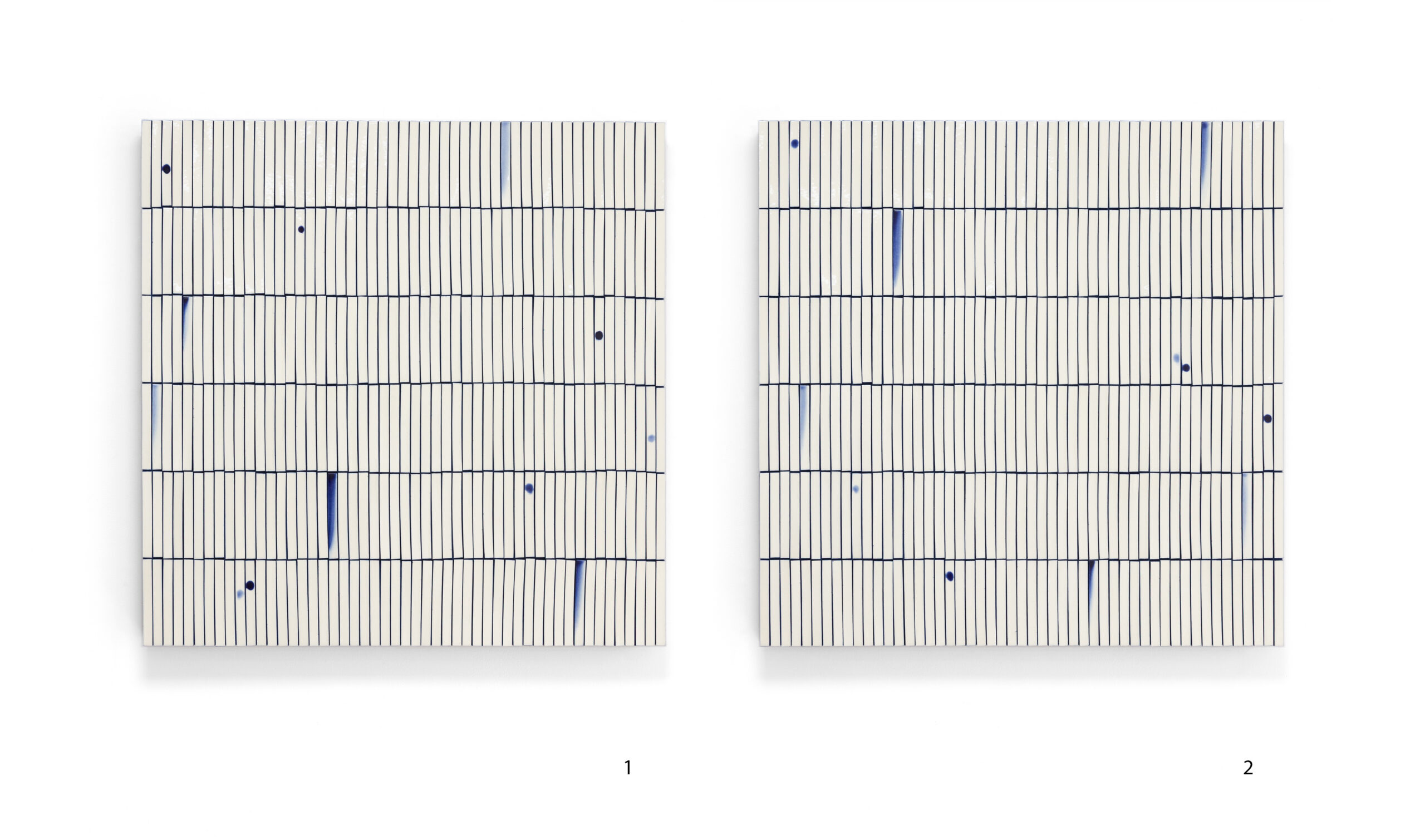 Lee Eun 
Sea - Day, 2026
Canvas, mixed clay, cobalt pigment, transparent glaze
62 x 62 x 6
(for each/ 2 pieces)