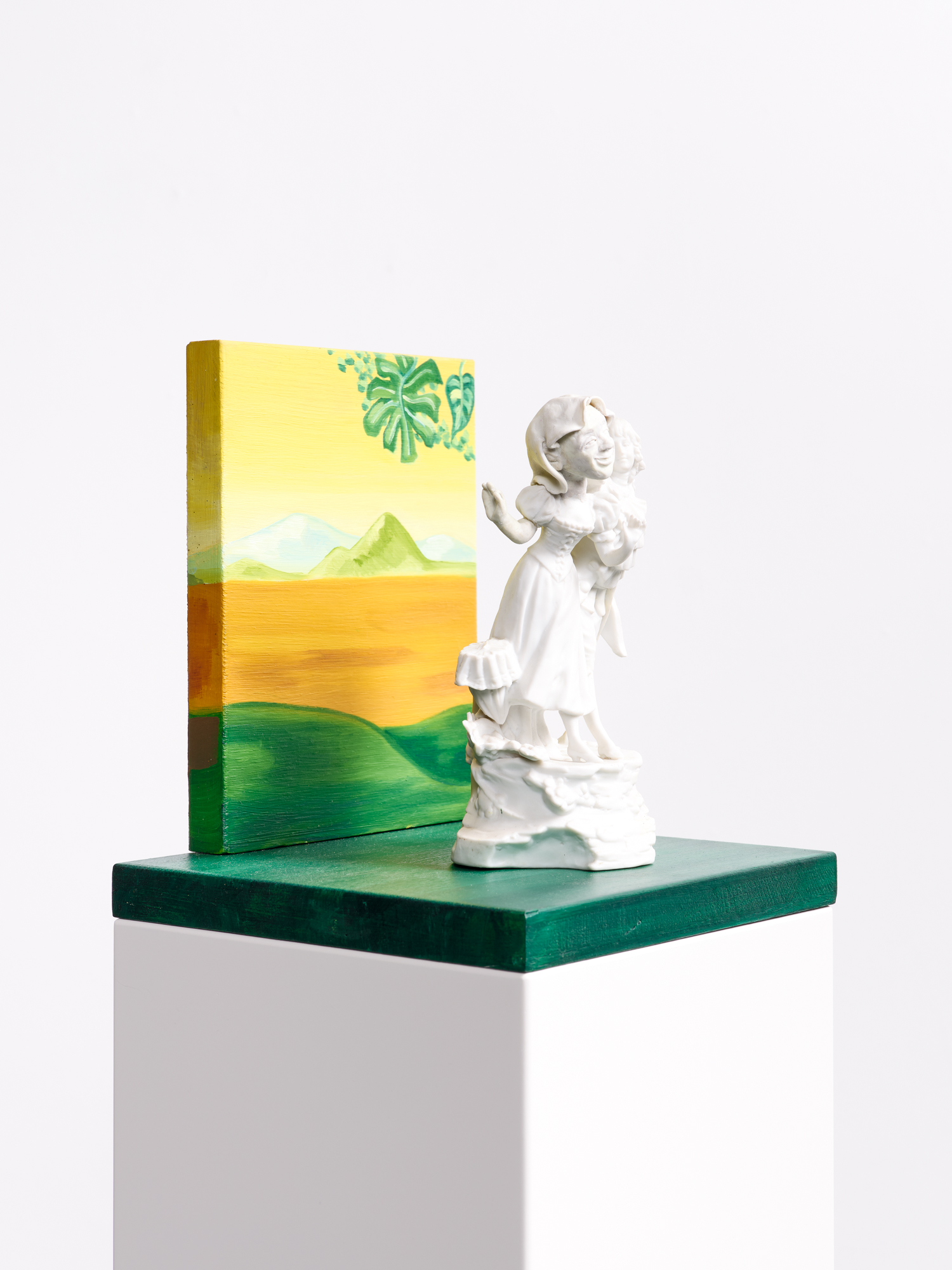 Ilke Cop, Grace I, 2025, porcelain, polymer clay, oil on oak board
20 x 20 x 16 cm + wooden plinth 20 x 20 x 60 cm, photo by We Document Art