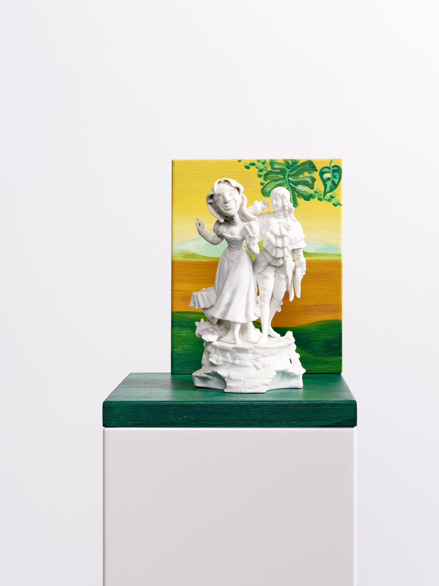 Ilke Cop, Grace I, 2025, porcelain, polymer clay, oil on oak board
20 x 20 x 16 cm + wooden plinth 20 x 20 x 60 cm, photo by We Document Art