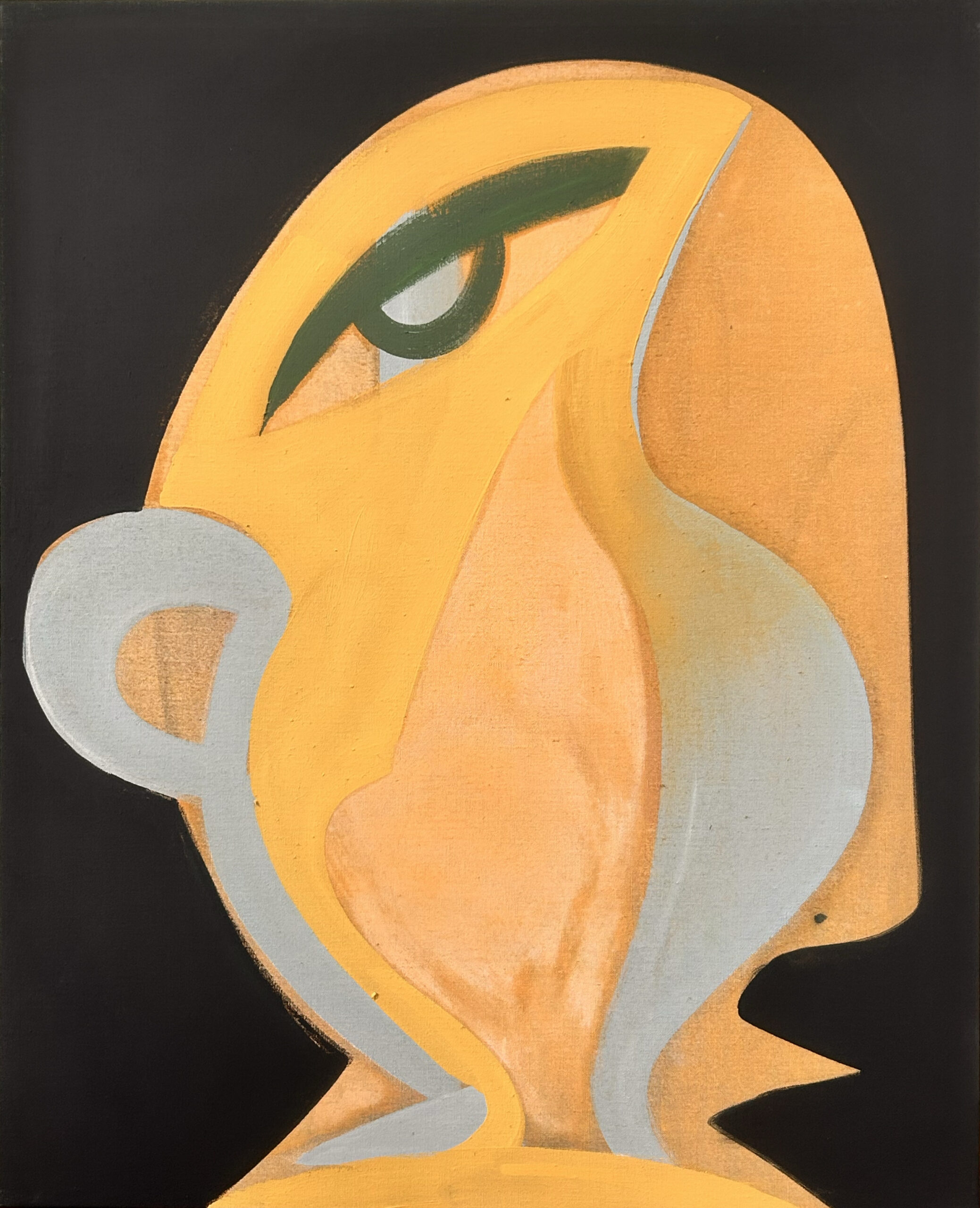 Aurélie Gravas, Talking Head, 2026, oil and pigments on canvas, 81 x 65 cm | Courtesy of the artist and Kristof De Clercq gallery