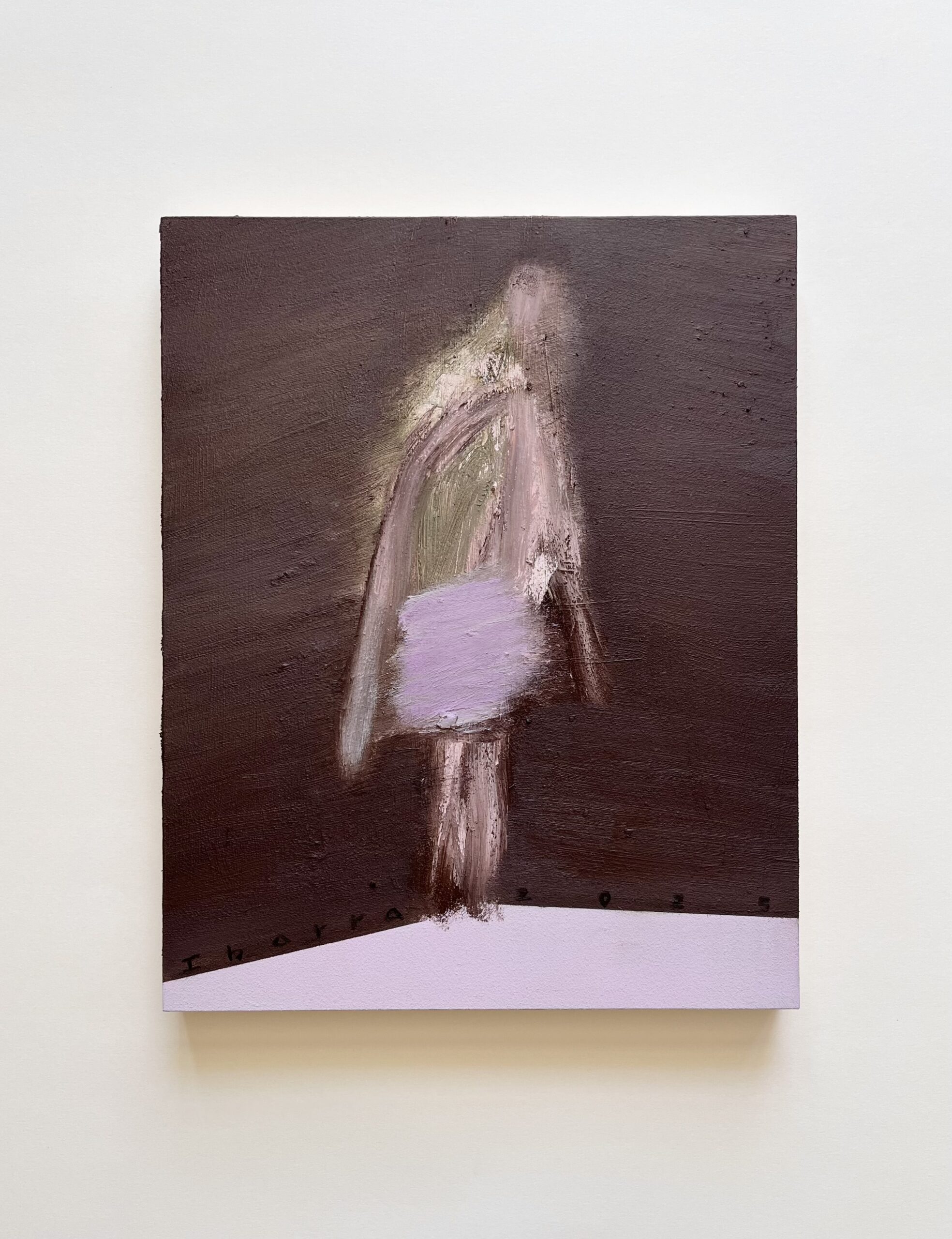 Elizabeth Ibarra, At a Crossroads, 2025, Oil on wood panel, 25 x 20 cm, unique