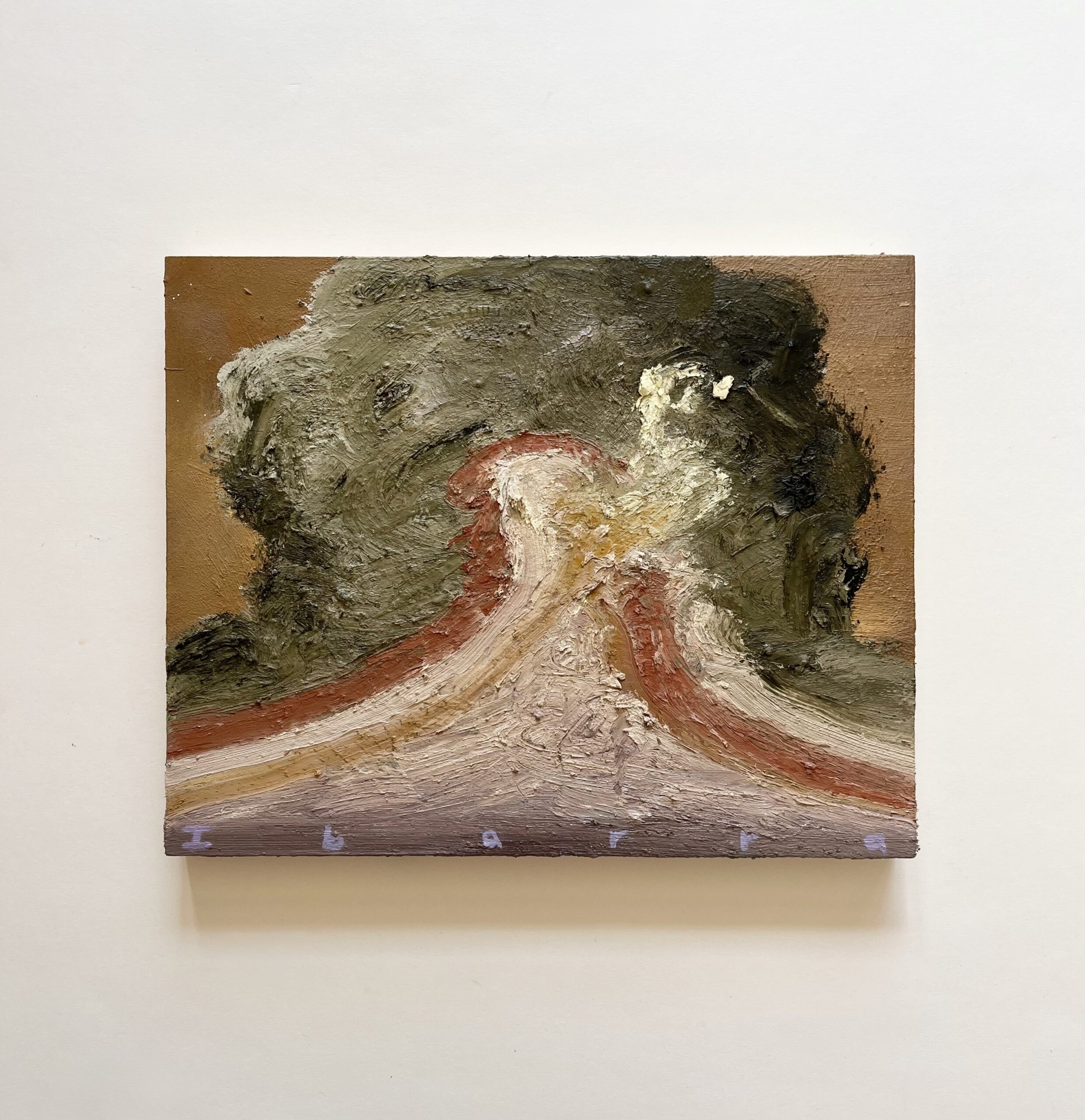 Elizabeth Ibarra,Through a Smoke Cloud, 2025, acrylic and oil on wood panel, 20 x 25 cm, unique