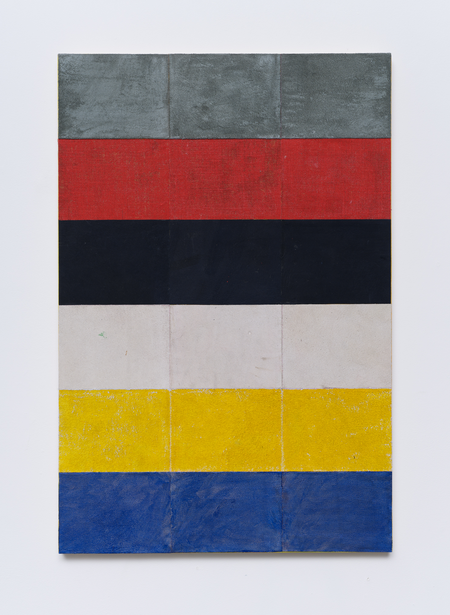 Ria Bosman, NA MEXICO, 2026, acrylic on leather and canvas on multiplex
61 x 40 cm, unique / Photo by We Document Art