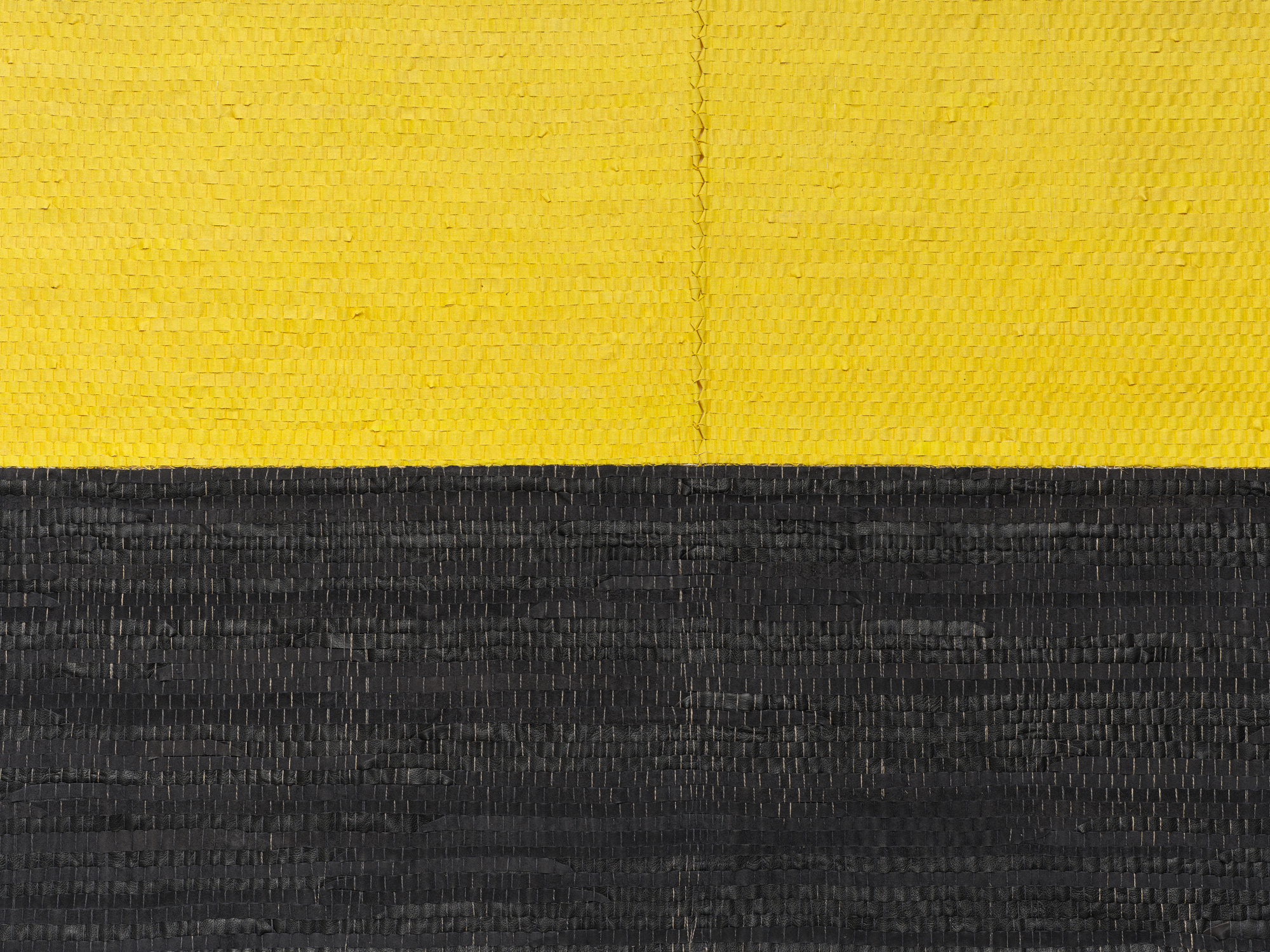 Ria Bosman, ONTMOETING GL, 2026, acrylic on leather and canvas, 99 x 138 cm, unique