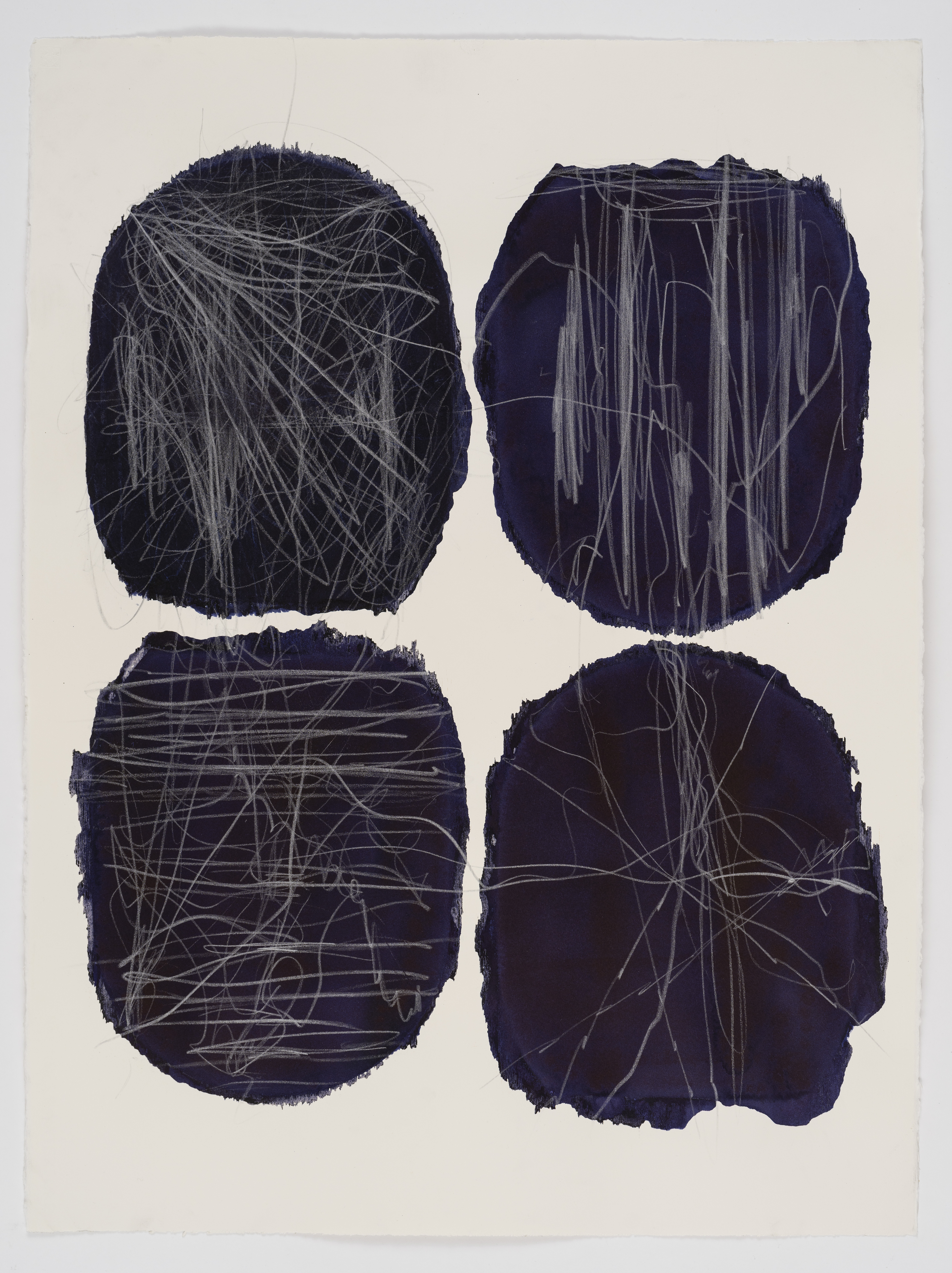 Thomas Müller, Untitled, 2025, silver coloured pencil and ink on Saunders Waterford paper, 76,5 x 57,5 cm | Courtesy of the artist and Kristof De Clercq gallery